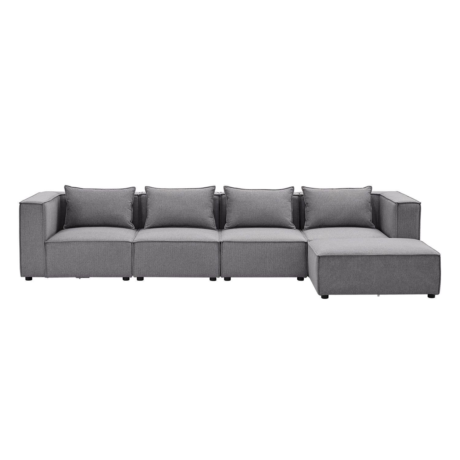 modulare Kissen Sitzer Wohnzimmer, mit für mane Teile, XL, 5 Ecksofa Couch Juskys & 4 Domas,