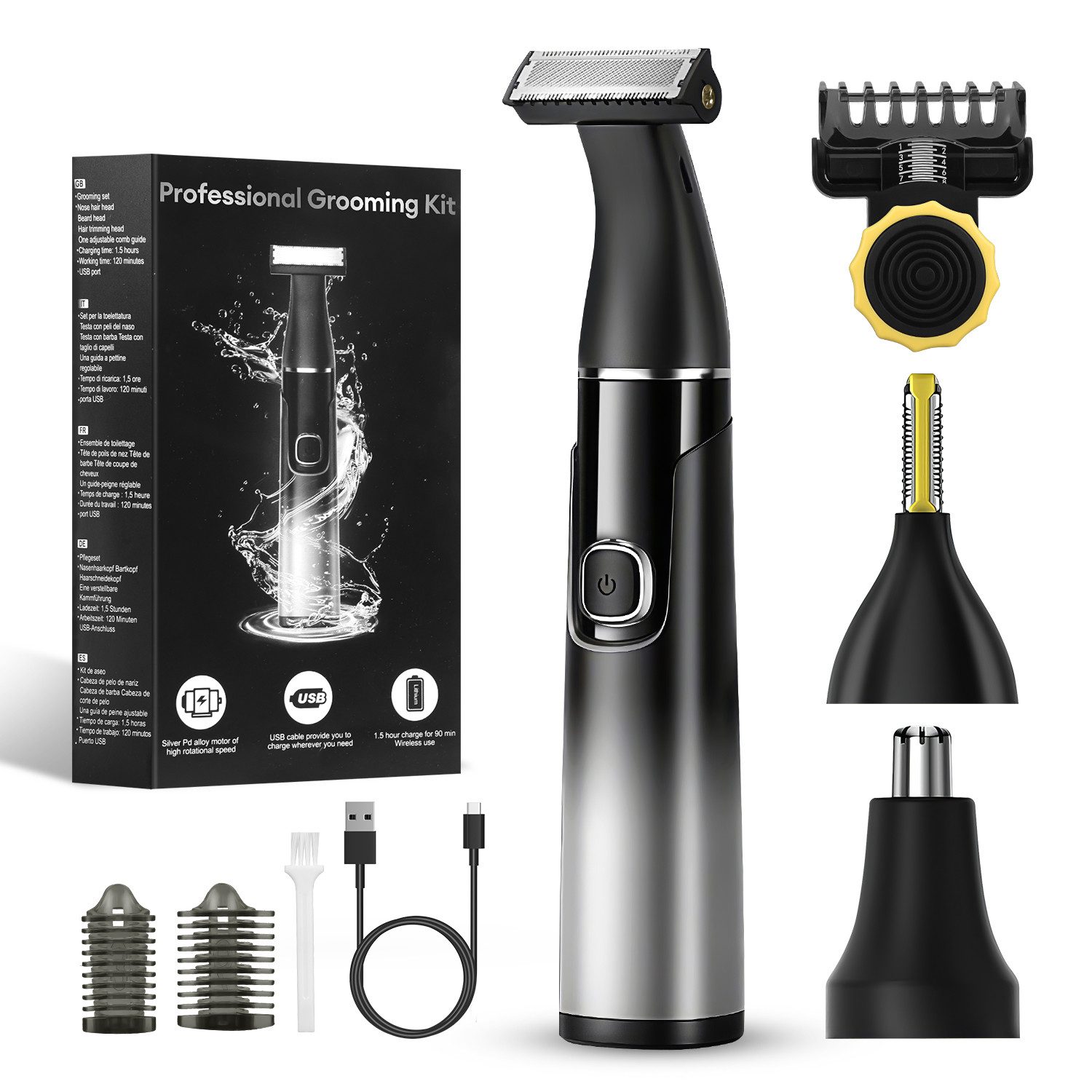 CkeyiN Pro Elektrorasierer Körper und Gesicht,Trimmer & Bodygroomer,Multifunktions-Rasierer, Aufsätze: 1, 3 Körperaufsätze,Nass- & Trockenrasur, Elektrischer Rasierer, IPX6