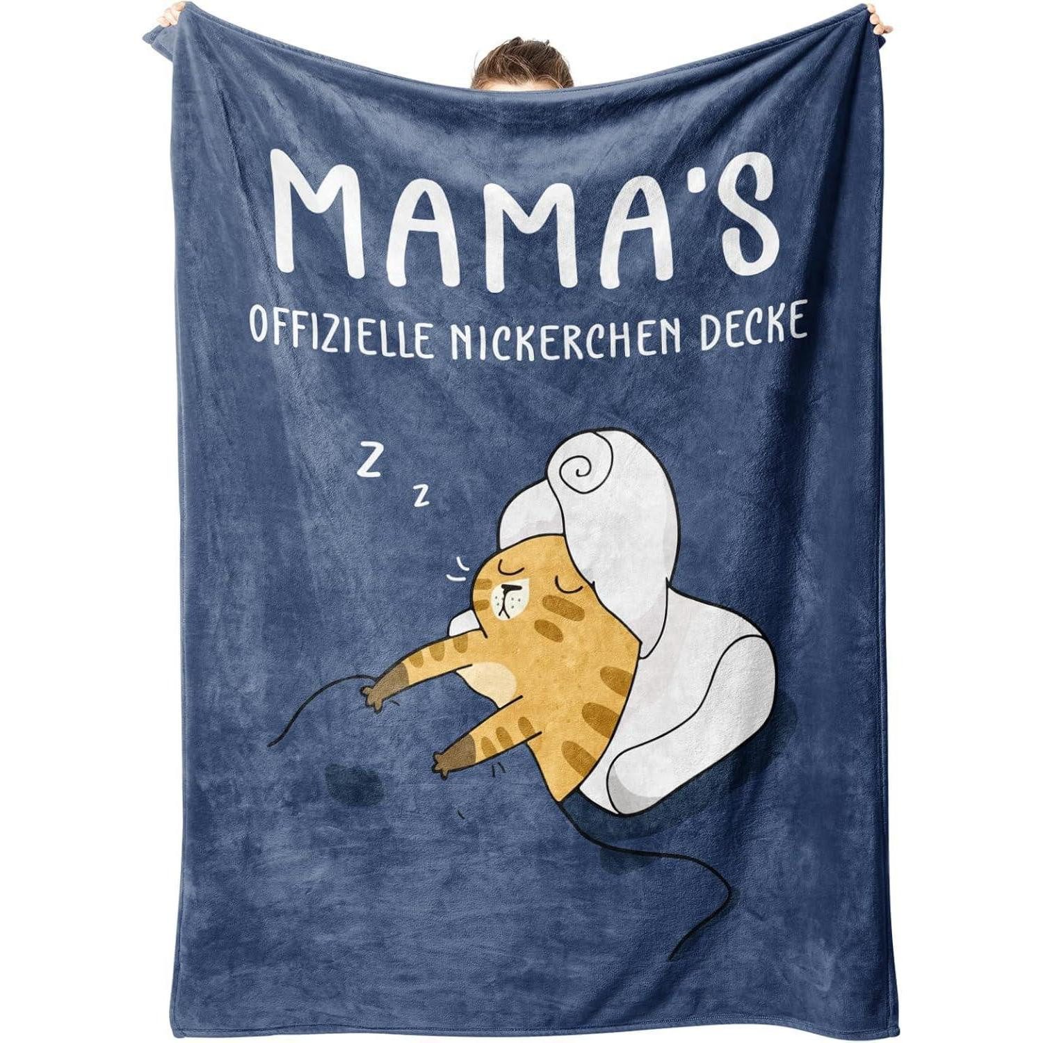 Wohndecke Kuscheldecke Mama Geburtstag Muttertag 157 132 cm Geschenk Dunkelblau, LuxusKollektion