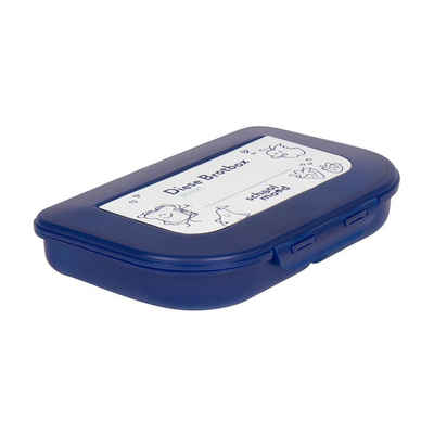 SCHOOL-MOOD® Lunchbox Brotdose blau, mit Namensschild, Frühstücksbox, Brotbox, Brotbüchse