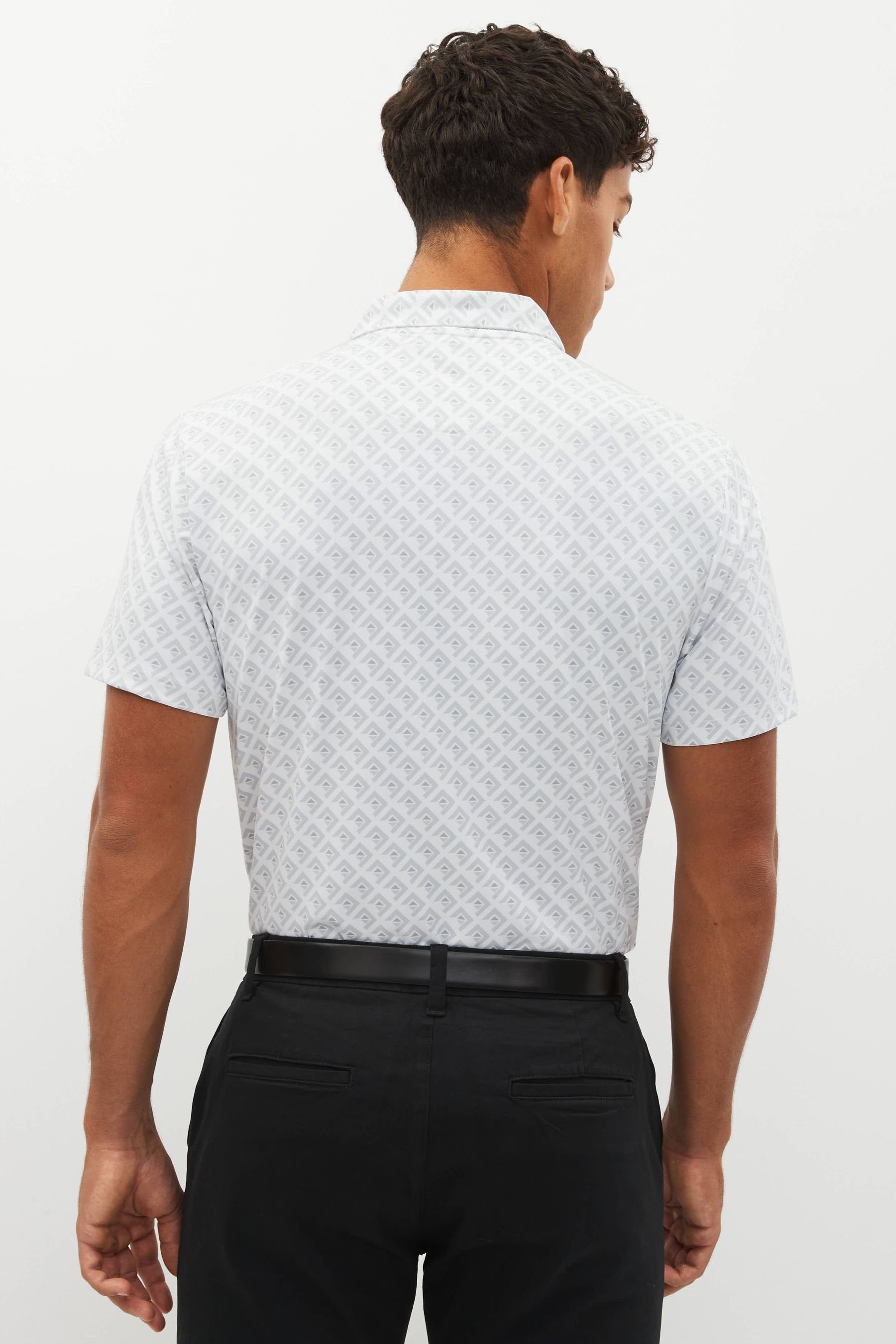 Active mit Grey Next Poloshirt Print White (1-tlg) Golf Poloshirt &