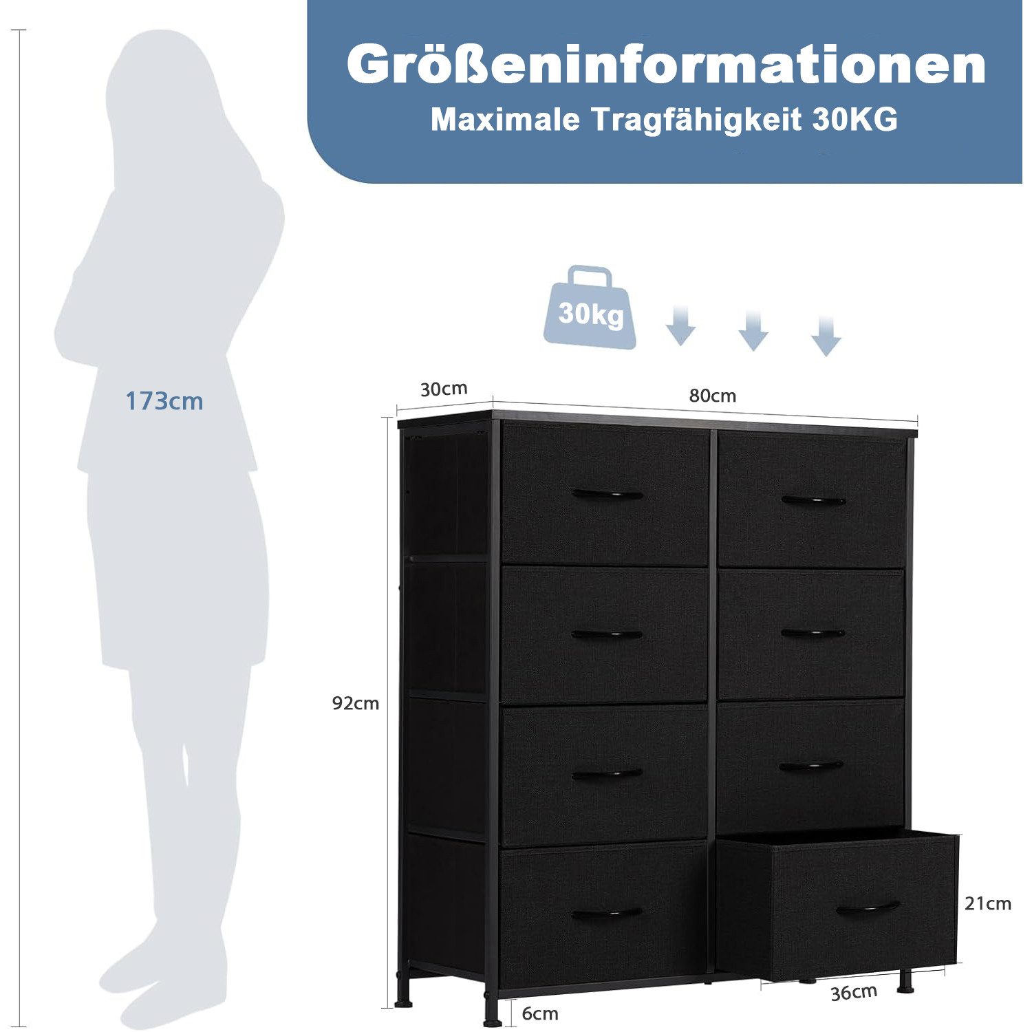 DUMOS Stoffschrank Kommode mit 8 Schubladen günstig online kaufen