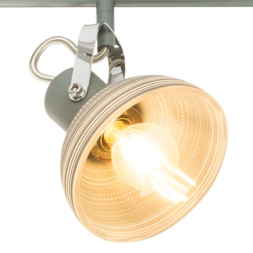 etc-shop LED Deckenleuchte, Leuchtmittel nicht Beweglich Lampe Metall Spots inklusive, Wohn Leuchte Decken Grau Chrom Glas