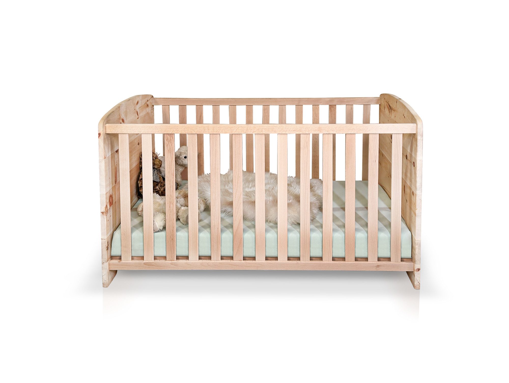 Moebel-Eins Babybett ALPENKIND Babybett 70x140 cm, Material Massivholz, Zwischenraum der Gitterstäbe: 6 cm