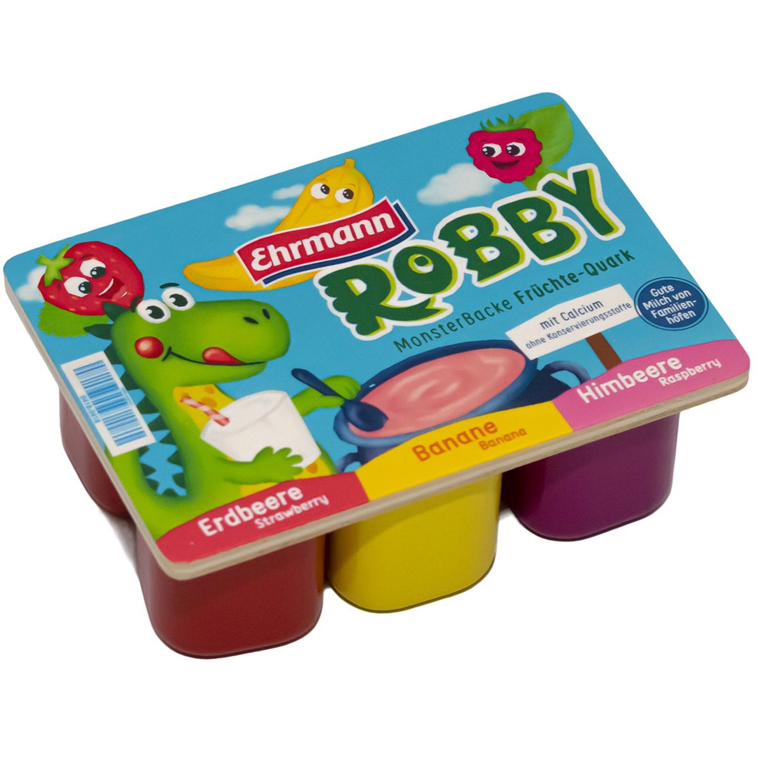 Chr. Tanner Spiellebensmittel Robby Früchtequarkbecher aus Holz für Kaufladen, 6 Stück, (6-tlg), Becher mit Klettverschluss in verschiedenen Farben
