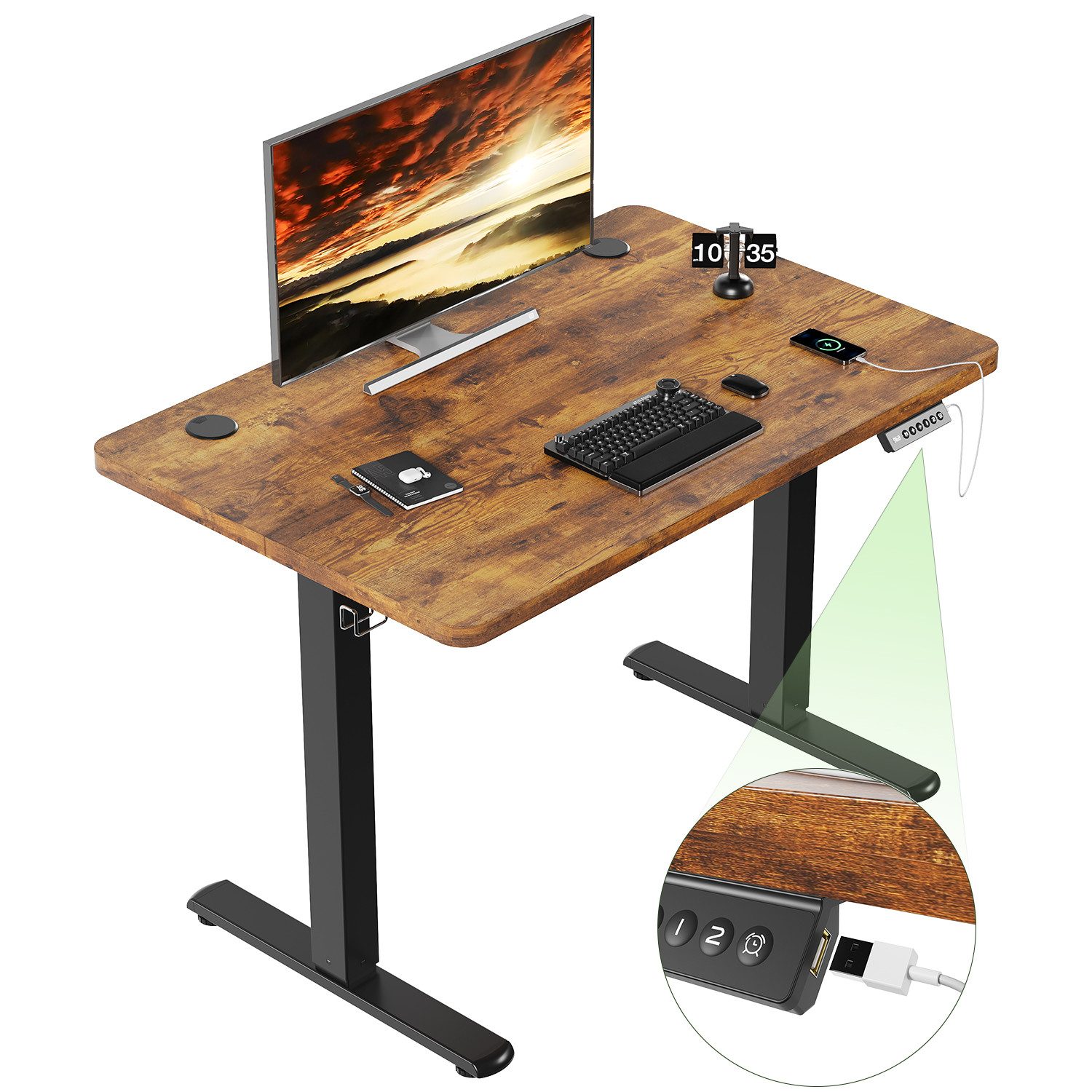 Furnicopia Schreibtisch Höhenverstellbarer mit USB-Ladefunktion und günstig online kaufen