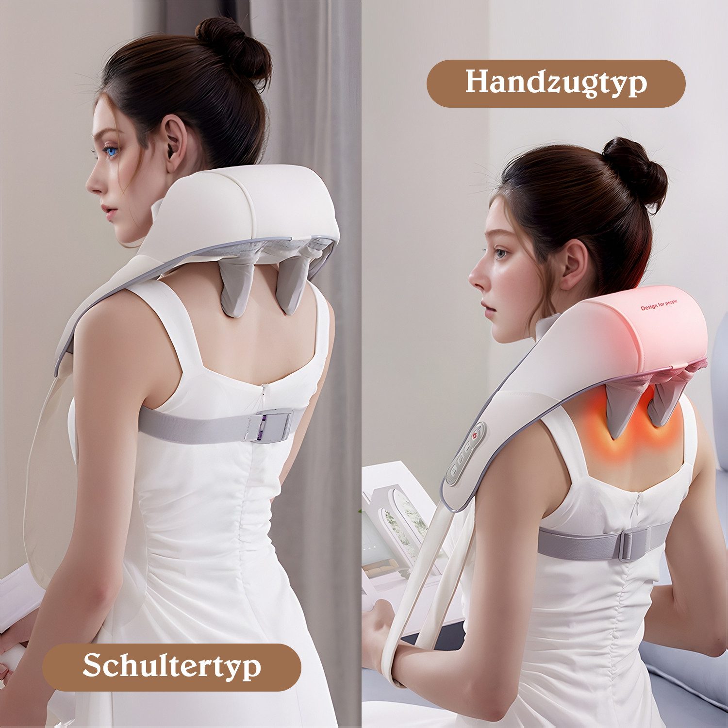oyajia Shiatsu-Massagekissen Akupressur-Massagegerät mit Heizfunktion, Schultermassage, Fernbedienung, Heizung, manuell, Multi-Speed, Wärmeregulierung