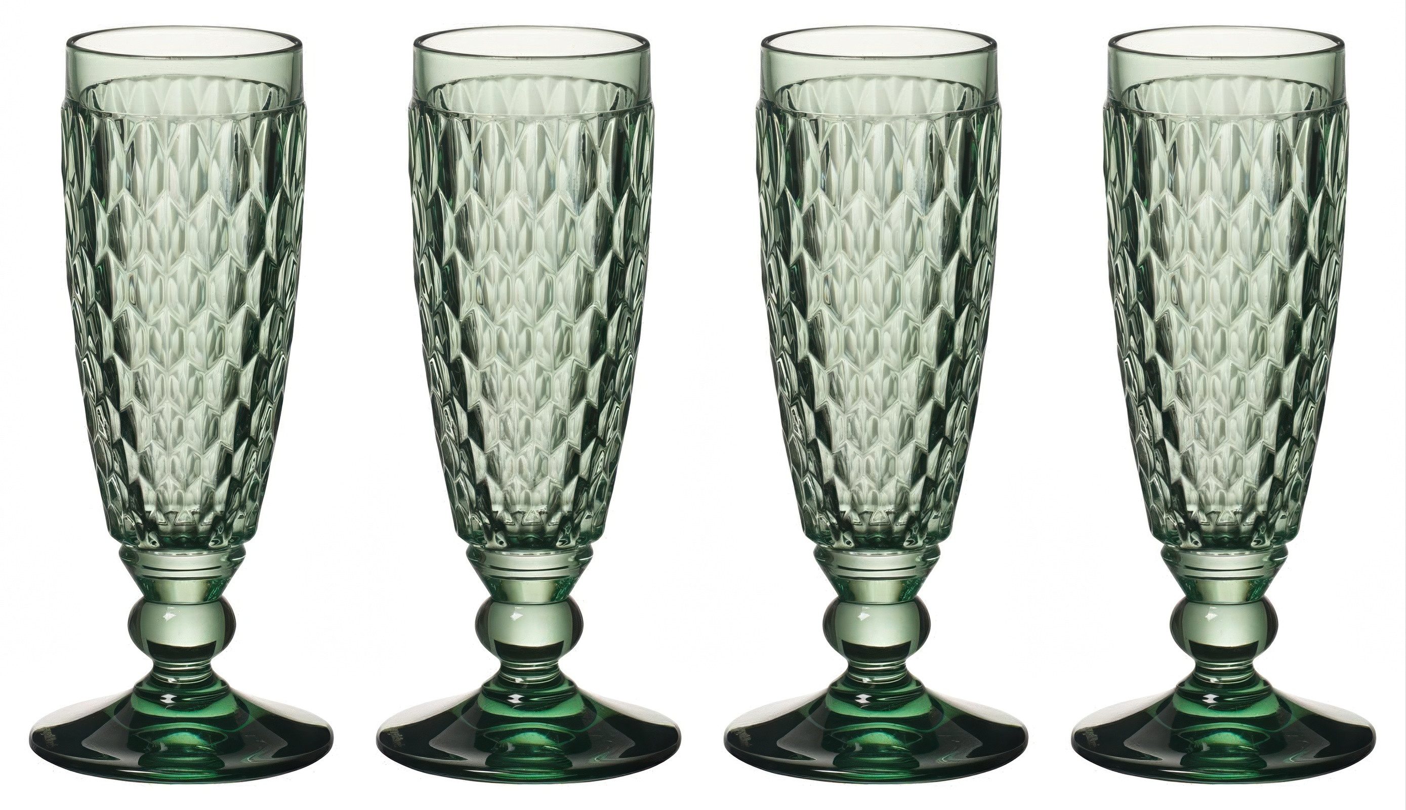 Villeroy & Boch Sektglas Boston Coloured, Kristallglas, Spülmaschinengeeignet, Grün, Boston, H: 16.3cm