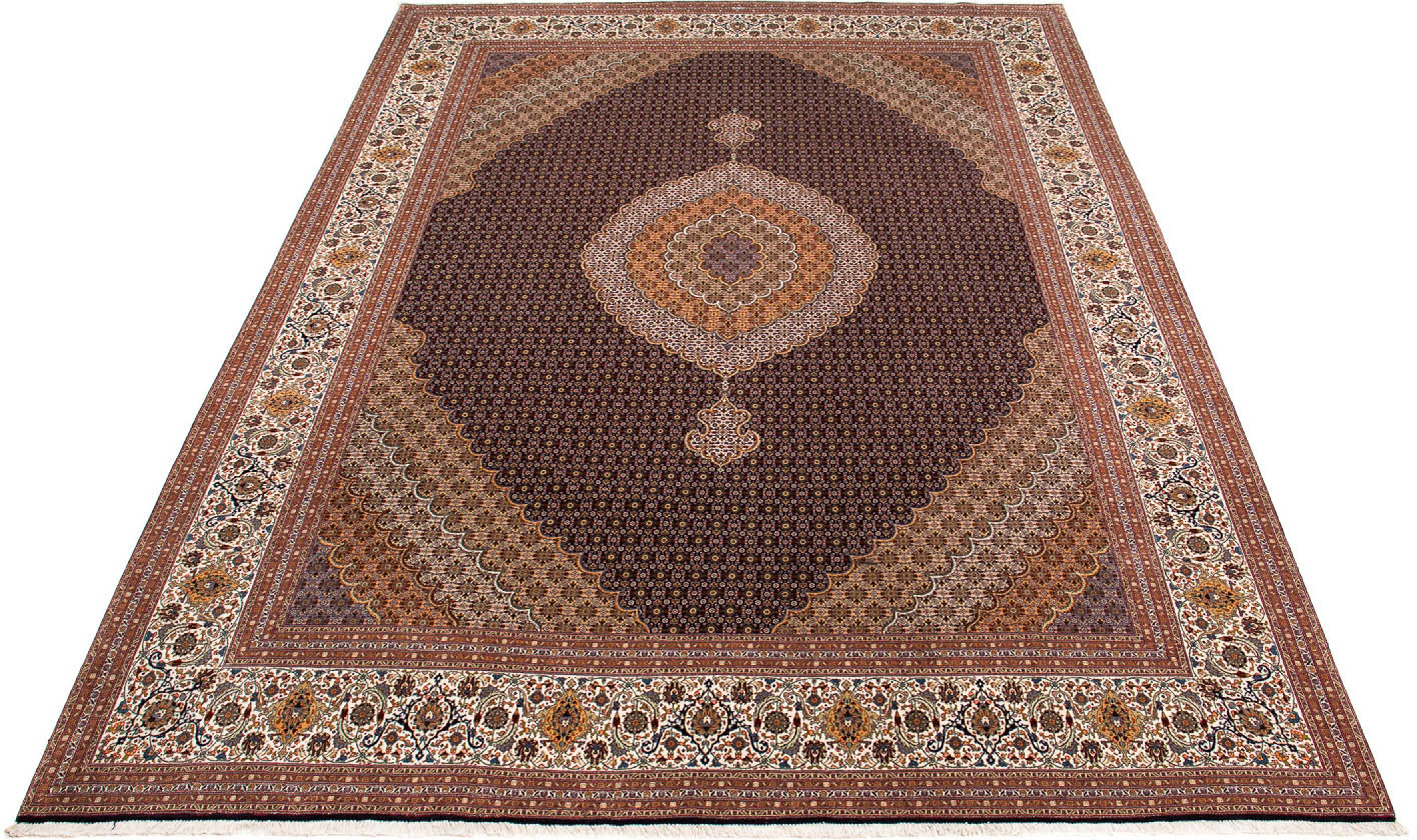 Orientteppich Perser - Täbriz - 395 x 303 cm - hellbraun, morgenland, rechteckig, Höhe: 10 mm, Wohnzimmer, Handgeknüpft, Einzelstück mit Zertifikat