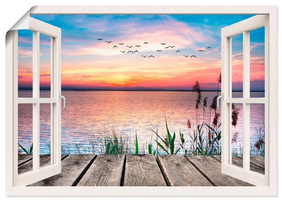 Artland Wandbild See in den Farben der Wolken, Fensterblick (1 St), als  Leinwandbild, Wandaufkleber oder Poster in versch. Größen