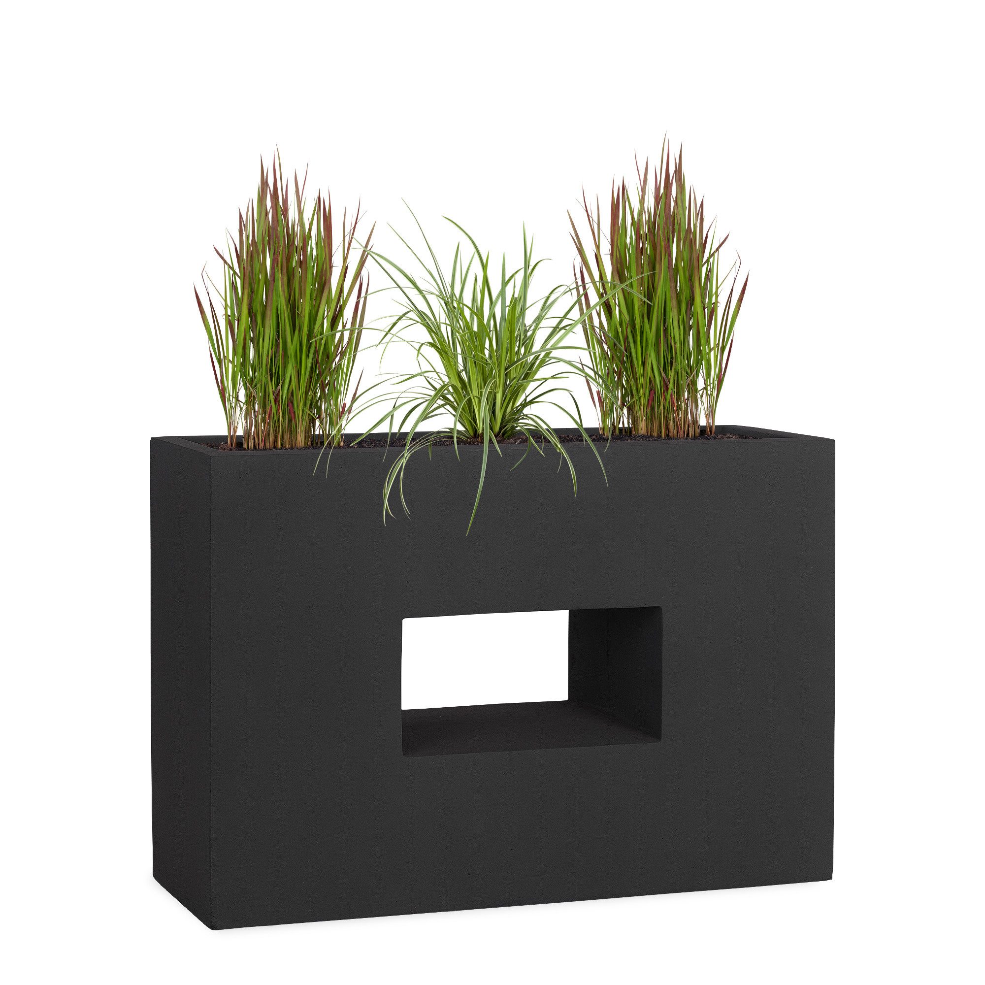 Pflanzwerk® Hochbeet Pflanzkübel VISTA Premium Blumenkübel aus Fiberglas mit Lotus-Effekt, Fiberglas - Handgefertigt - Rechteckig - Frostbeständig