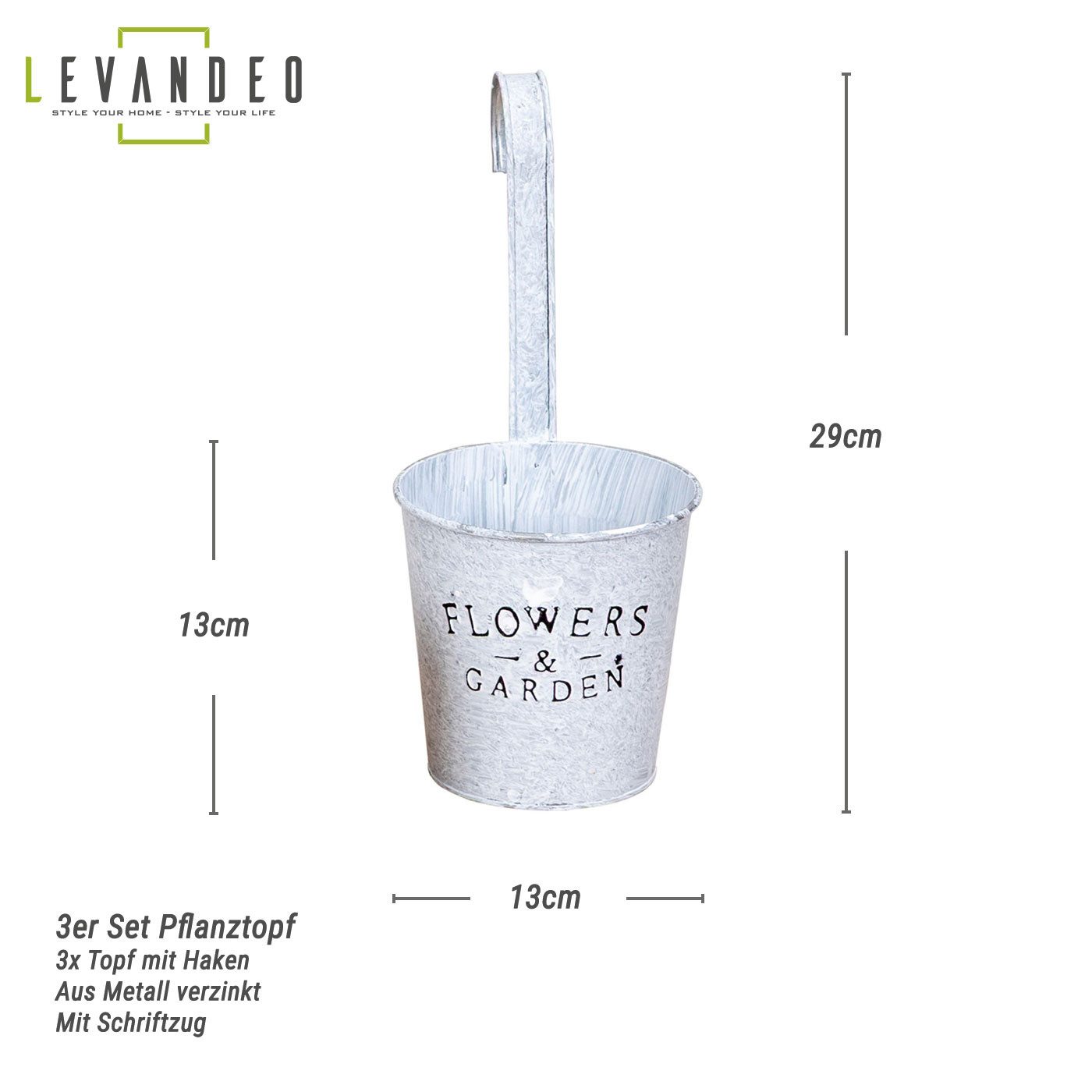 Levandeo® Kräutertopf, 3er Set Hängender Blumentopf günstig online kaufen