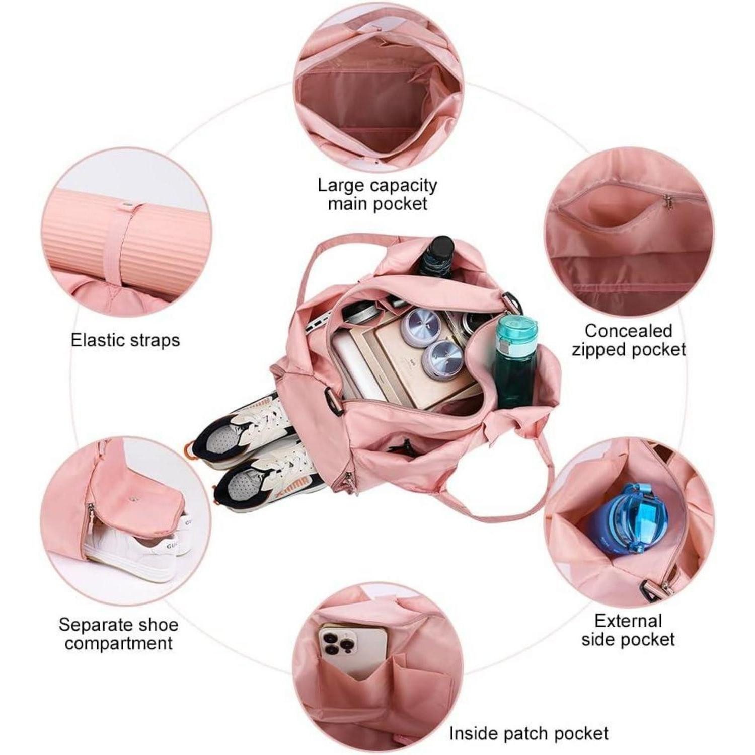 LuxusKollektion Yogatasche Sporttasche Damen Herren Reisetasche Yoga Schwimmtasche Pink