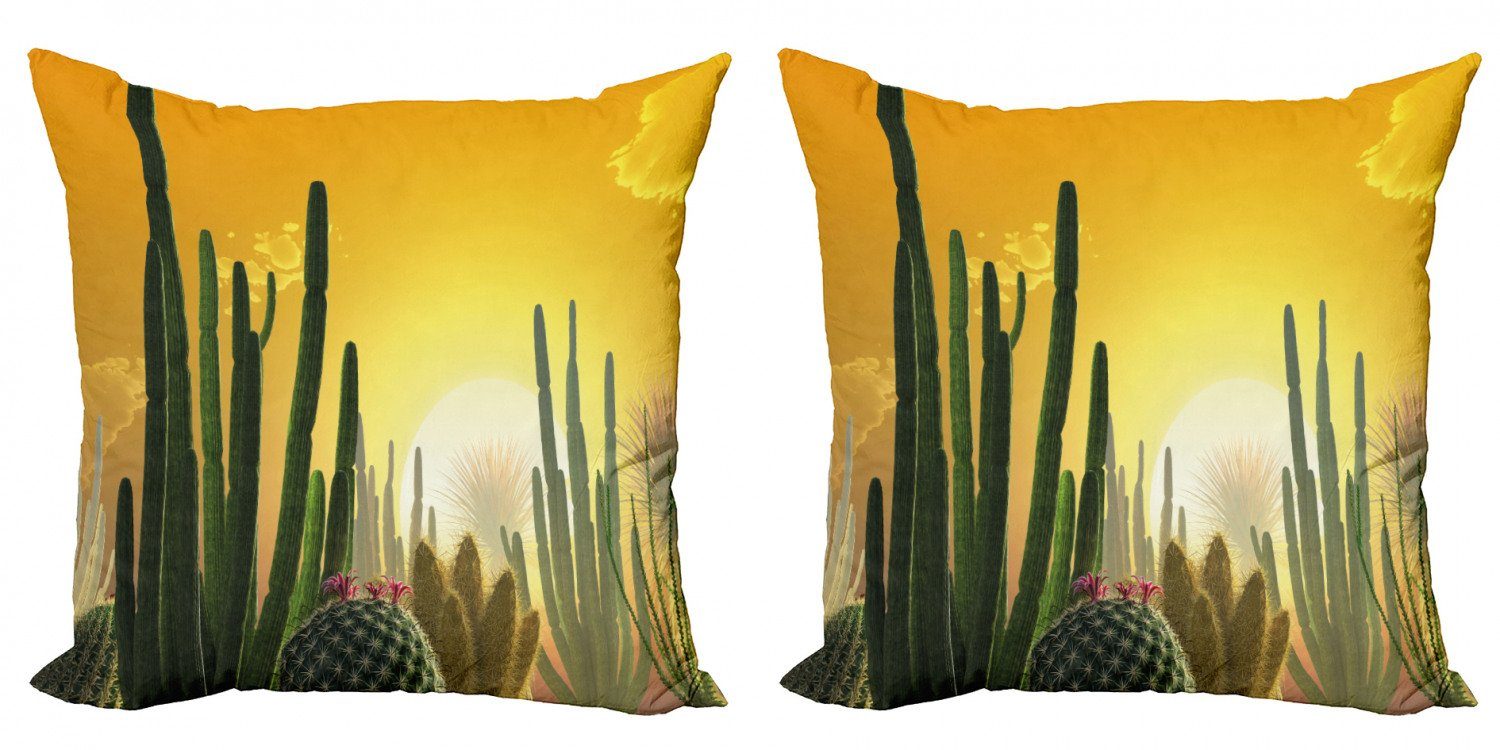 Kissenbezüge Modern Accent Doppelseitiger Digitaldruck, Abakuhaus (2 Stück), Kaktus Sunset Desert Ecology