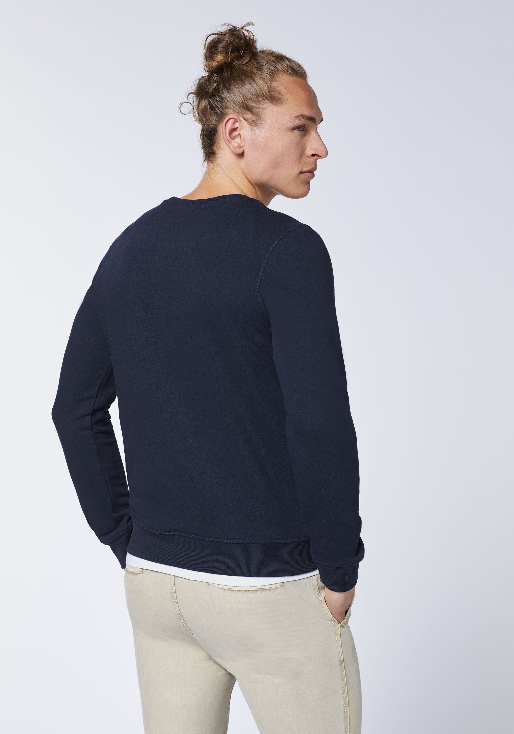Chiemsee Sweatshirt Sweater im blau 1 Label-Look dunkel