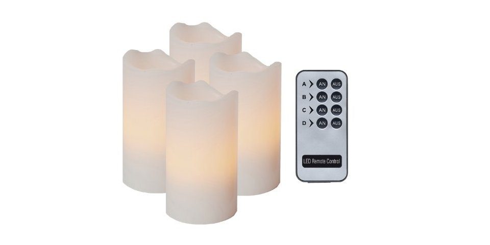 STAR TRADING LED Dekolicht 4er Set LED Advents-Kerzen Weiß, mit Fernbedienung