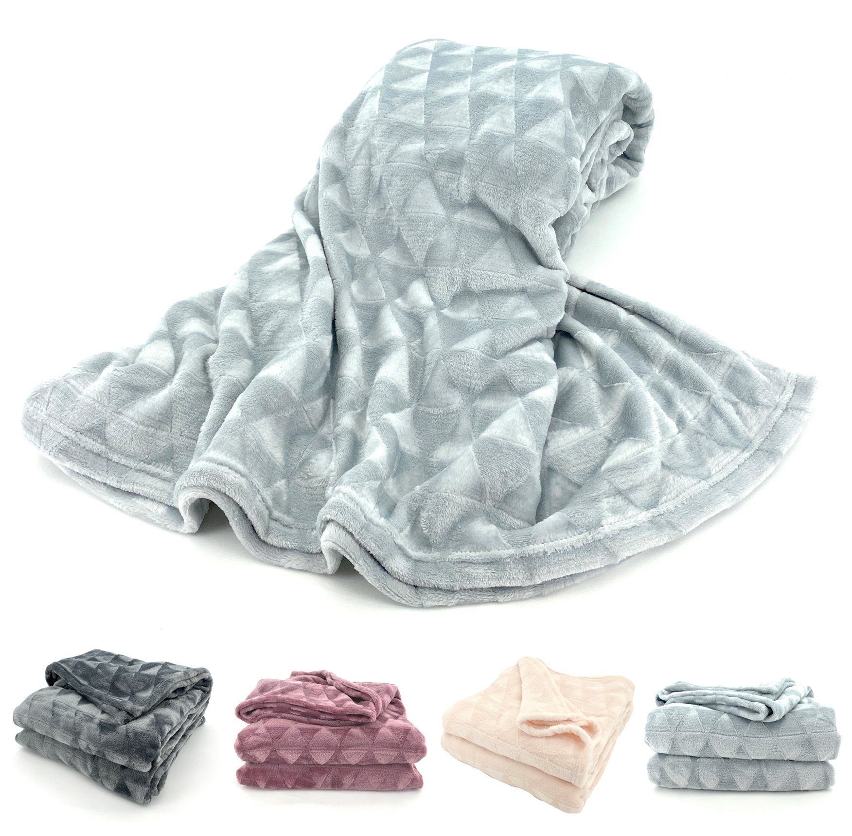 Wohndecke Soft Flanell Kuscheldecke Triangel Raute günstig online kaufen