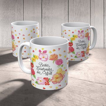 Mr. & Mrs. Panda Tasse Ersatzvater - Geschenk, Kaffeebecher, Papi, Tasse, Blumen Liebe Flowe, Keramik