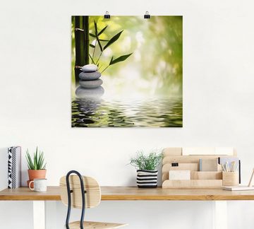 Artland Wandbild Asiatische Spa Steine, Spa (1 St), als Alubild, Outdoorbild, Leinwandbild, Poster, Wandaufkleber