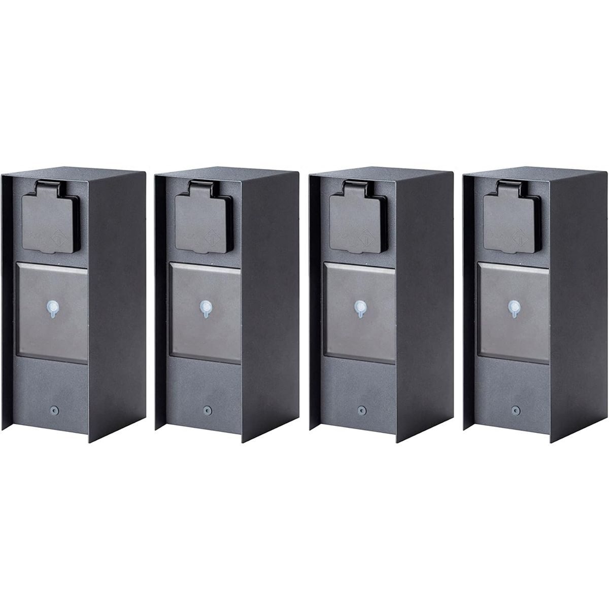 Novatool Steckdose 30009-4x, 4-St., 4X Steckdosenverteiler I 3 Fach I Smart-Home I Edelstahl I Anthrazit I