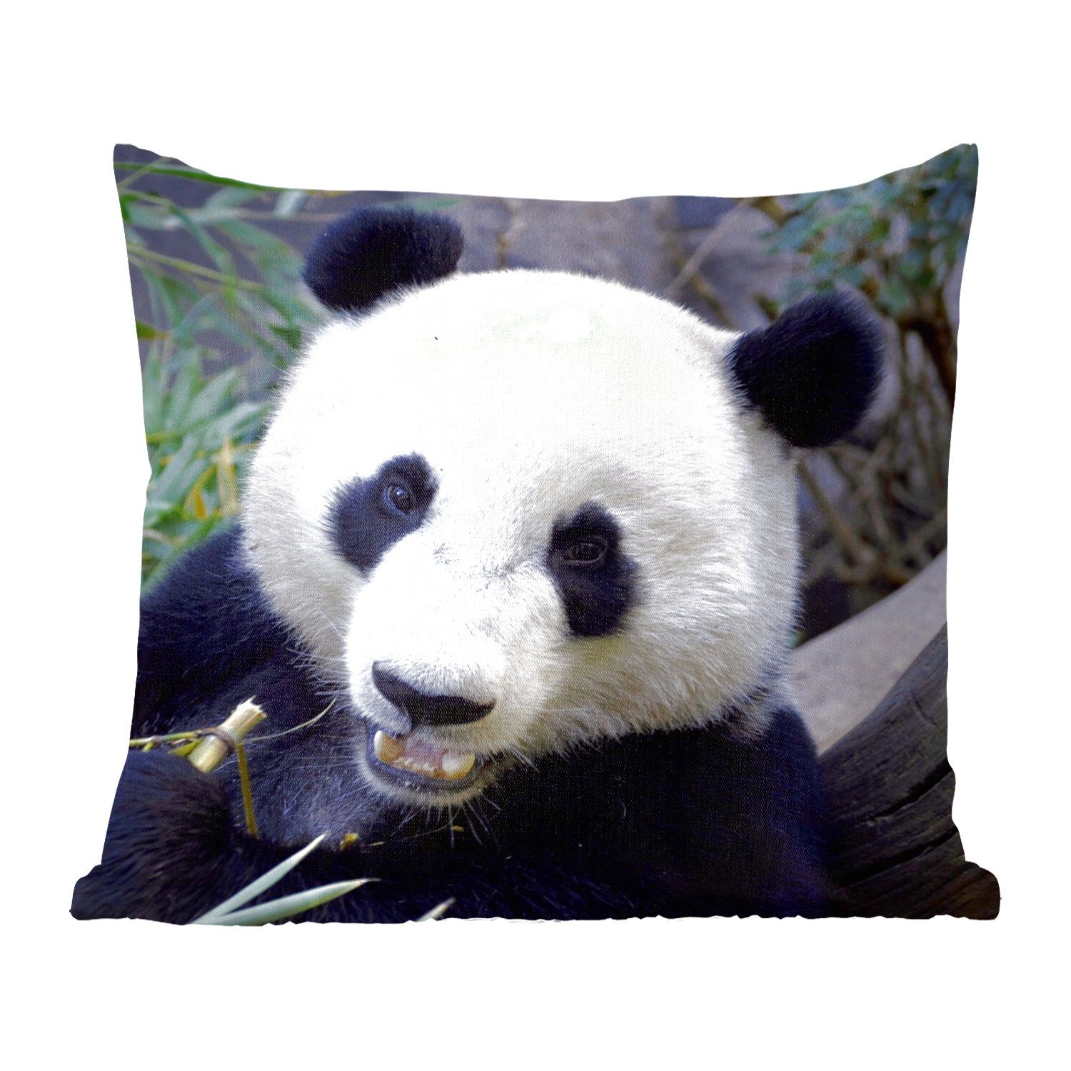 MuchoWow Dekokissen Panda - Tier - Blätter, Zierkissen mit Füllung für Wohzimmer, Schlafzimmer, Deko, Sofakissen