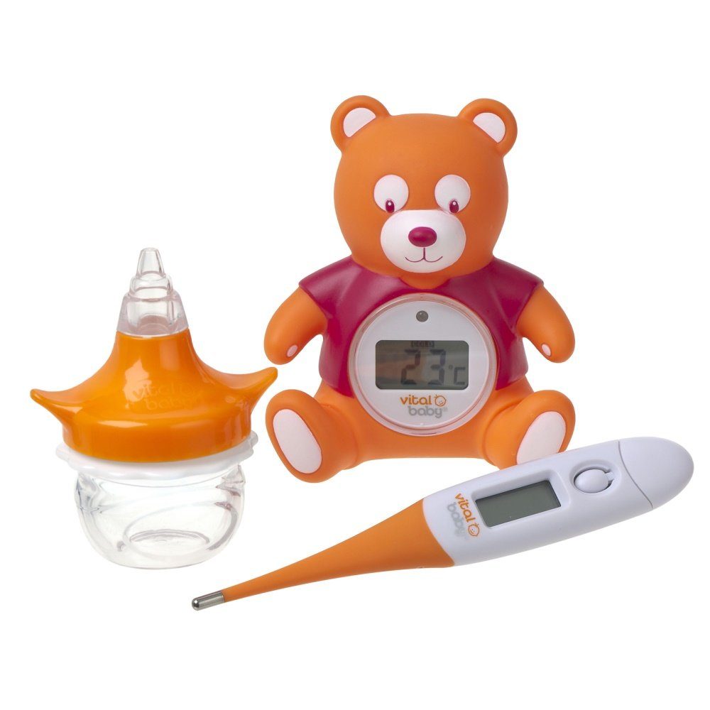 Vital Baby Infrarot-Fieberthermometer Hygieneset Nasensauger, Raumthermometer und Fieberthermometer