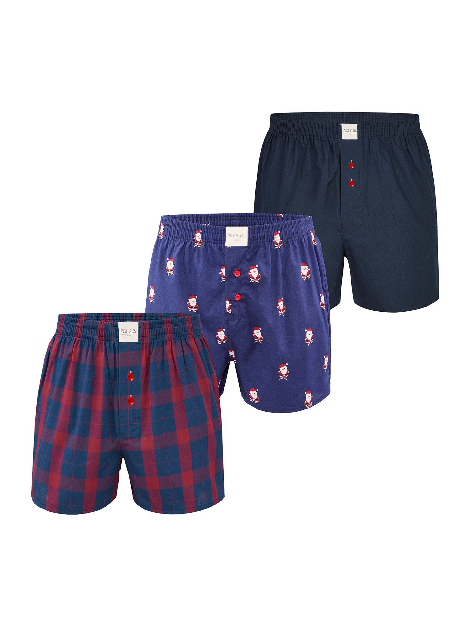 3er (3-St) Boxer Phil Unterwäsche Christmas Boxershort & Pack Mix3 Boxer Co. Unterhose