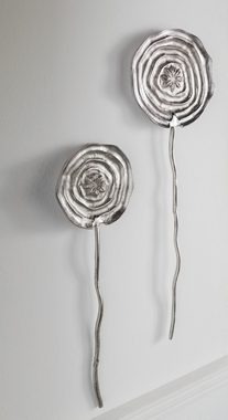 Dekoleidenschaft Wanddekoobjekt "Blume" silber, Wandschmuck aus Aluminium, Wandbild (2 St., 2er Set)