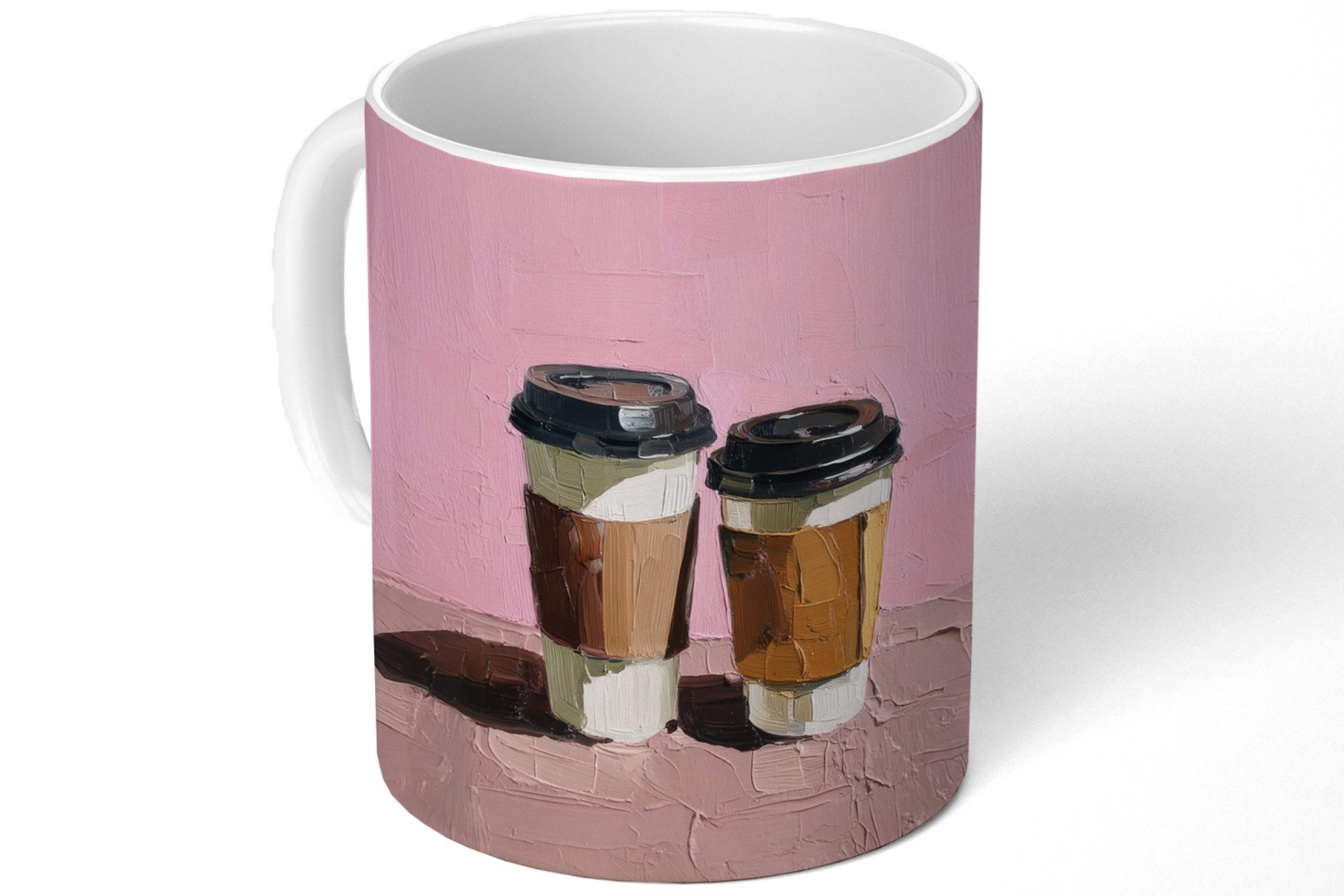 MuchoWow Tasse Kaffeetassen - Deckel - Farbe - Textur, 1-tlg., Keramik, Kaffeetassen, Teetasse, Becher, Kaffeebecher, Geschenk