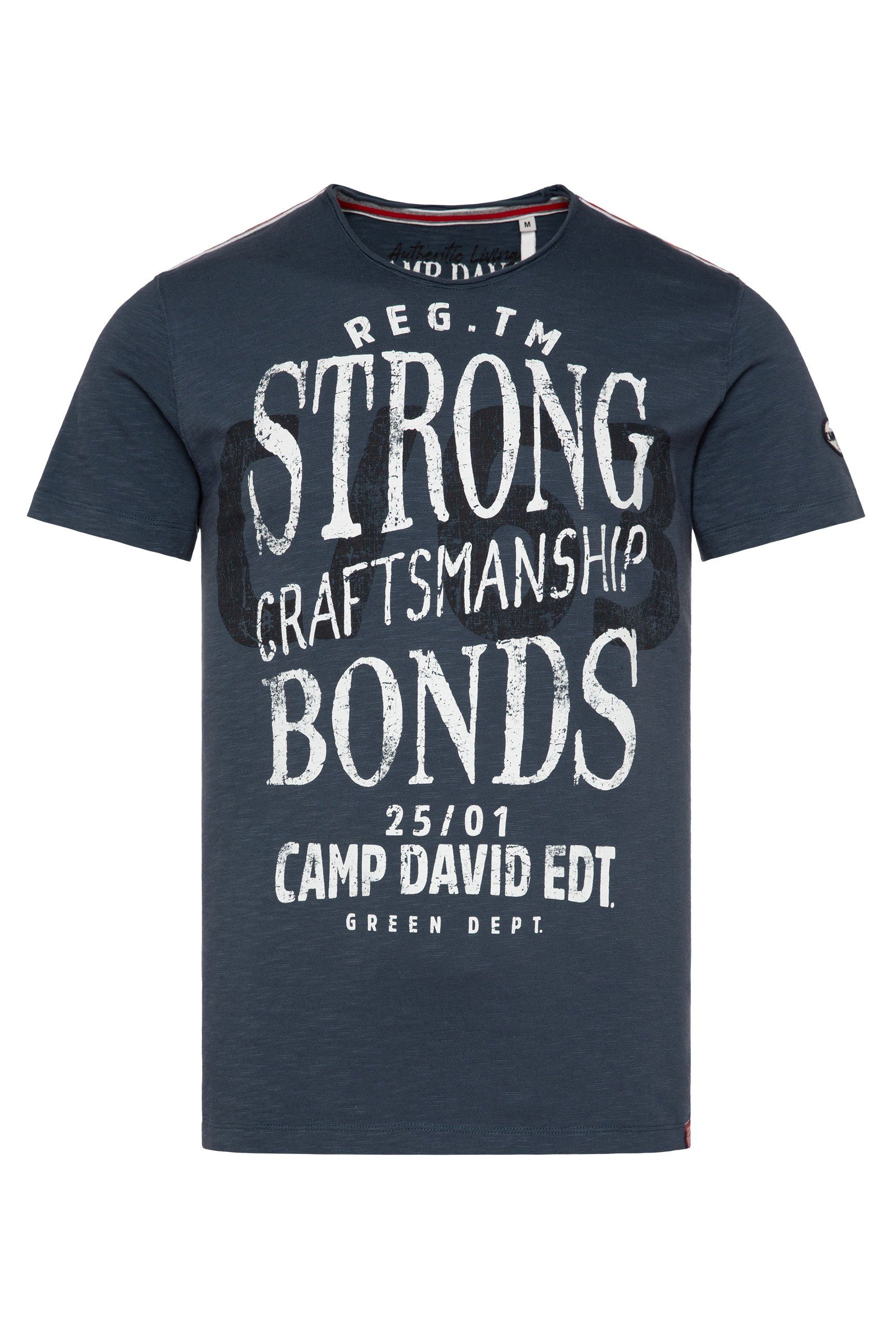 DAVID und hinten CAMP T-Shirt vorne teal mit dark Logoprints