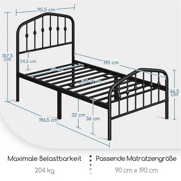 Yaheetech Metallbett, Bettrahmen Vintage Bettgestell mit kronenförmigem Kopfteil