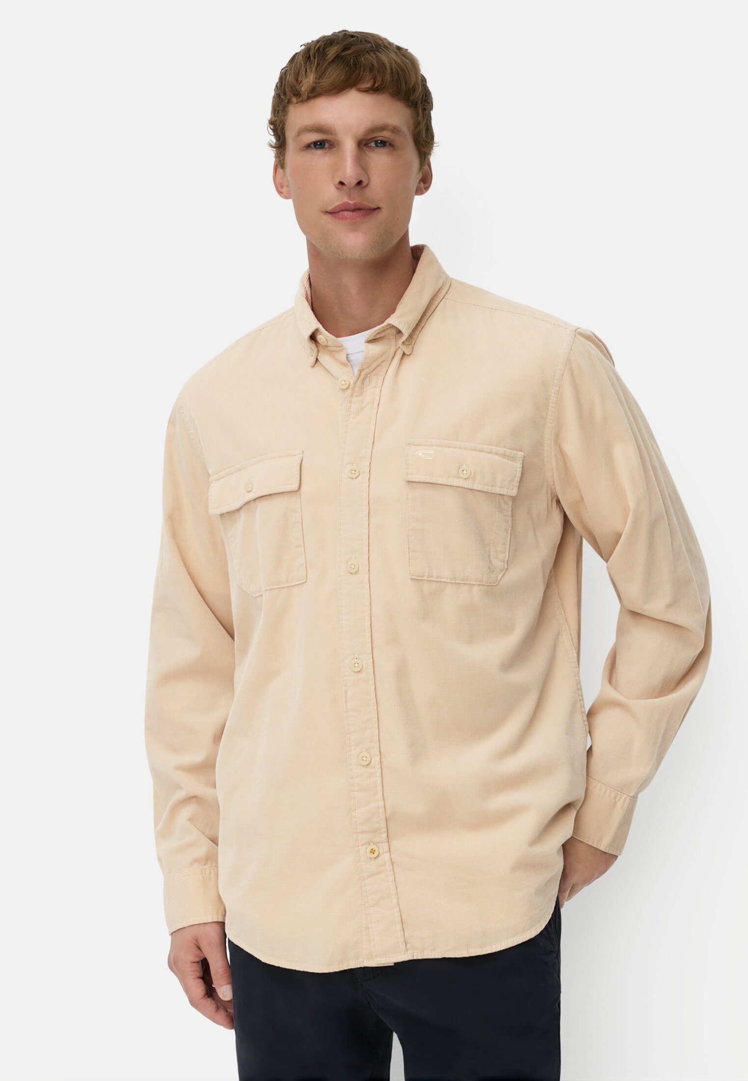 camel active Langarmhemd mit aufgesetzten Taschen Langarm Kentkragen Kentkr günstig online kaufen