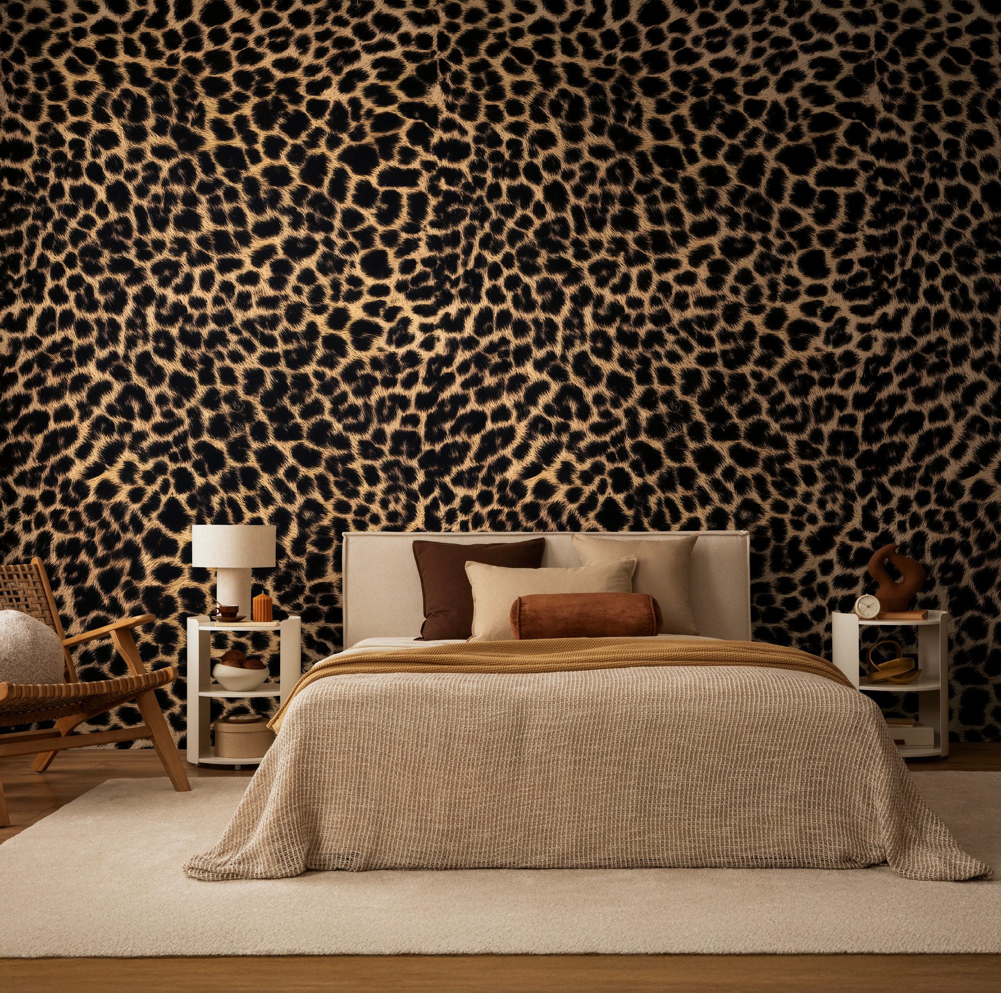 living walls Fototapete The Wall 4 Eyecatcher – Luxuriöses Leopardenmuster Vlies-Fototapete, leicht strukturiert, matt, animal print, Motiv, (1 St), Luxuriöses Leopardenmuster mit ausdrucksstarker Wirkung