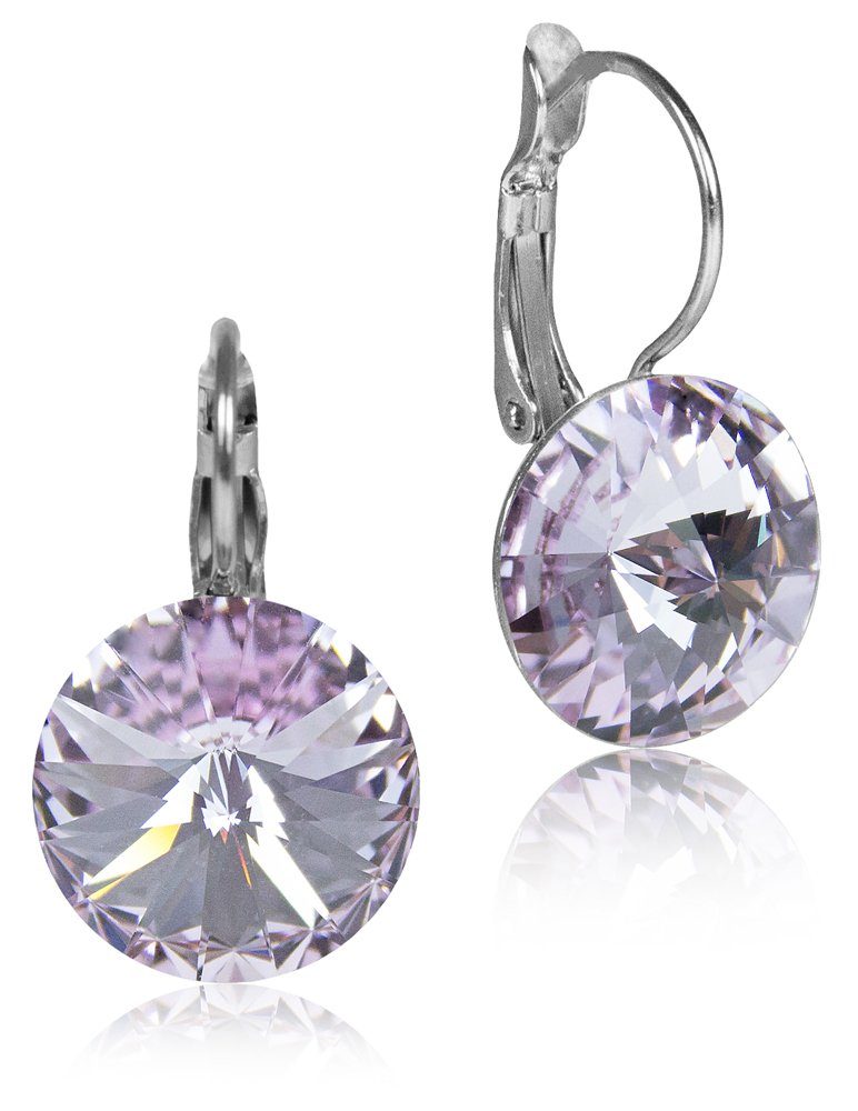 LUISIA® Paar Ohrhänger Silberne Ohrringe "Rivoli" mit 12 mm Kristallen von Swarovski® (2-tlg., inkl. Schmuckbox), Große Farbauswahl