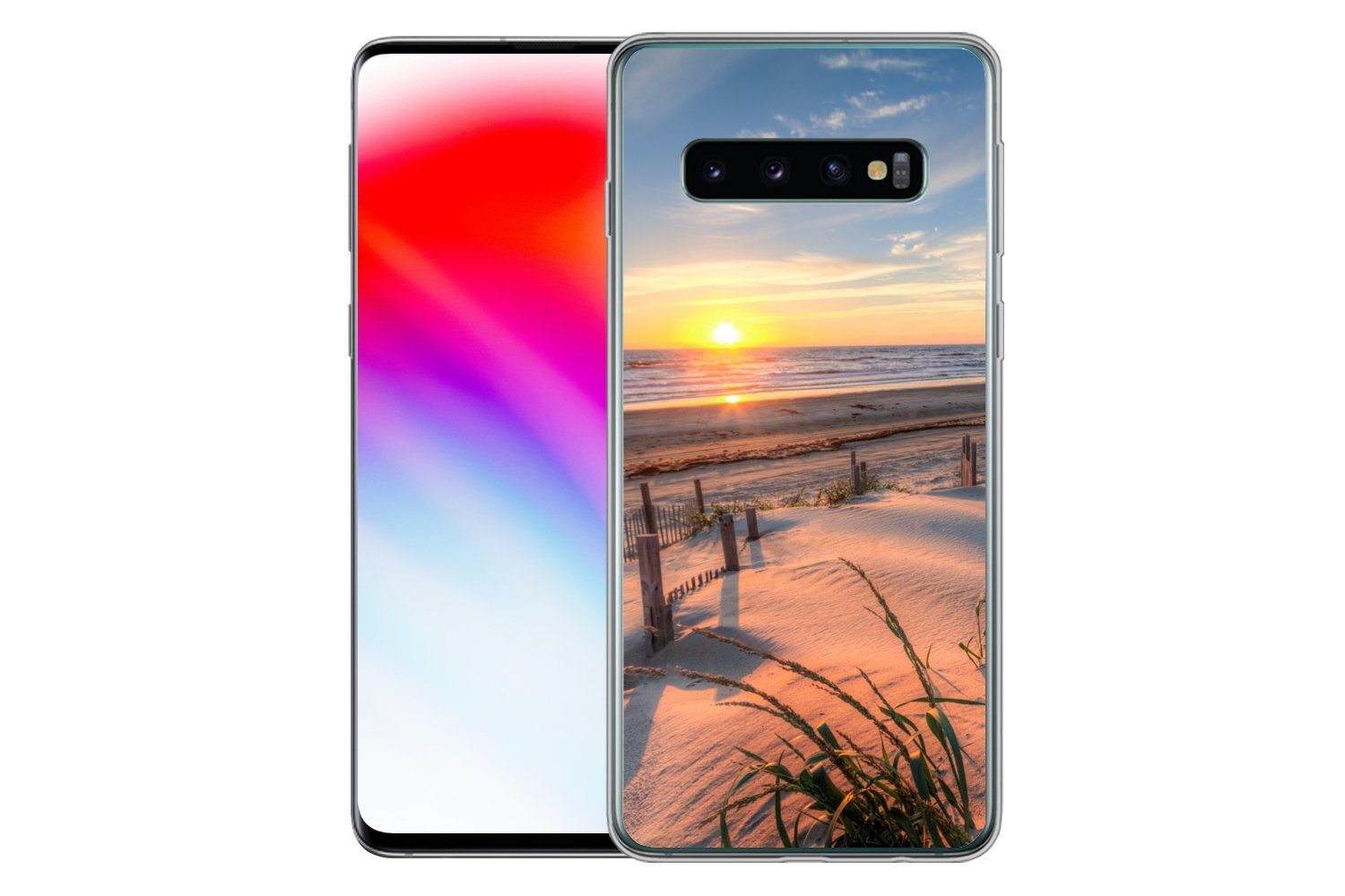 MuchoWow Handyhülle für Samsung Galaxy S10 Strand - Meer - Düne - Sonnenuntergang - Landsc, Phone Case, Silikon, Schutzhülle Dünn