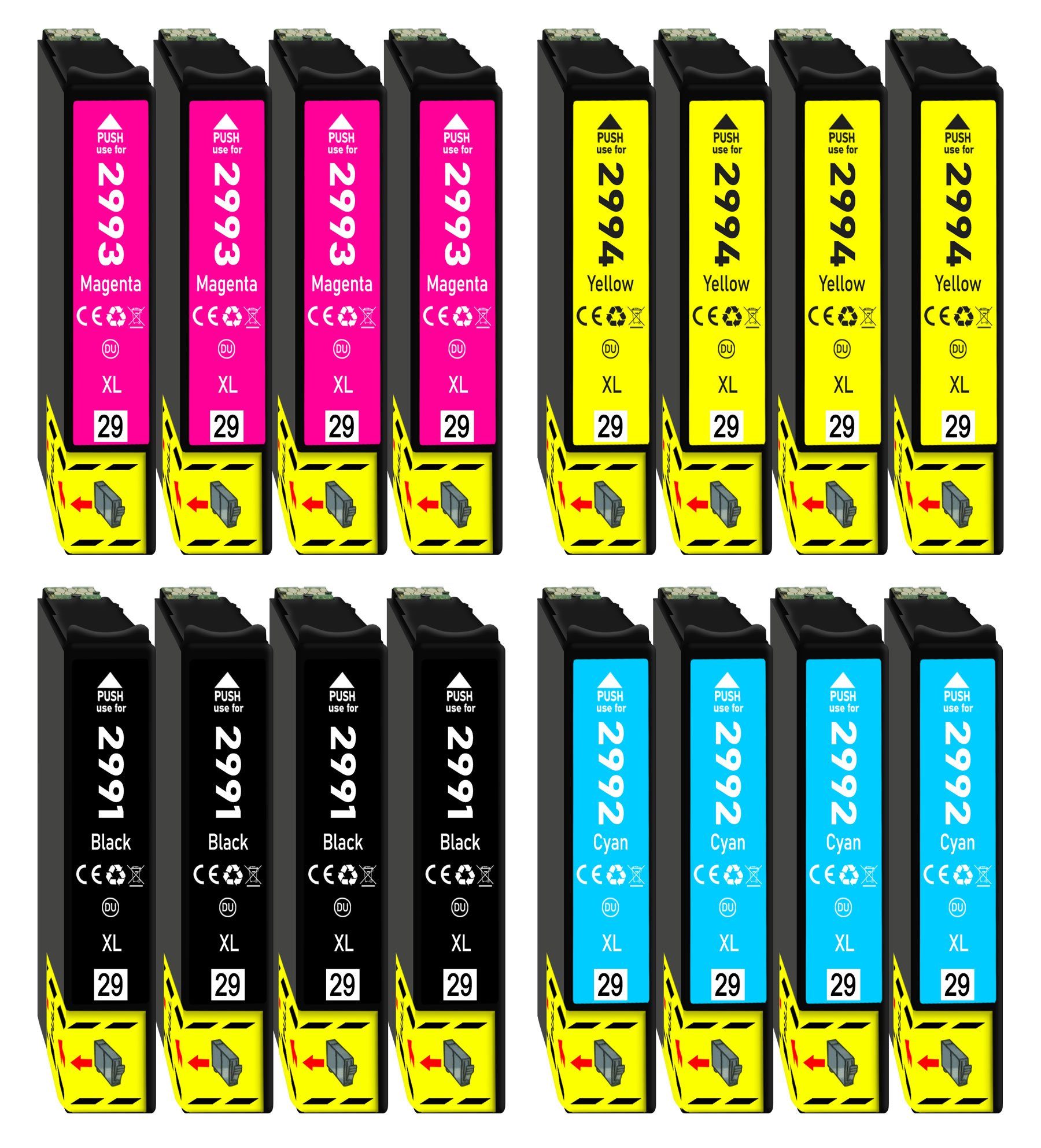 Druckerparadies 16er Multipack für Epson 29XL Tintenpatronen Set Tintenpatrone (16-tlg., XP235 XP245 XP247 XP255 XP332 XP335 XP342 XP345 XP352 XP355 XP432)