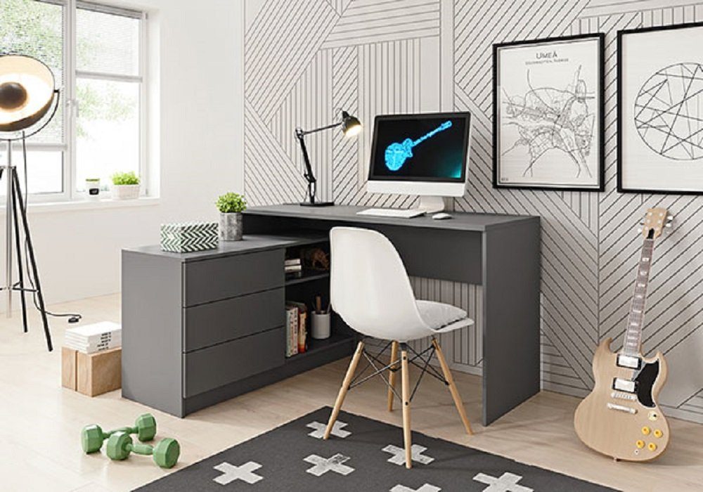 graphit Schreibtisch (PC-Tisch, Computertisch), TEO wählbar Feldmann-Wohnen Farbe
