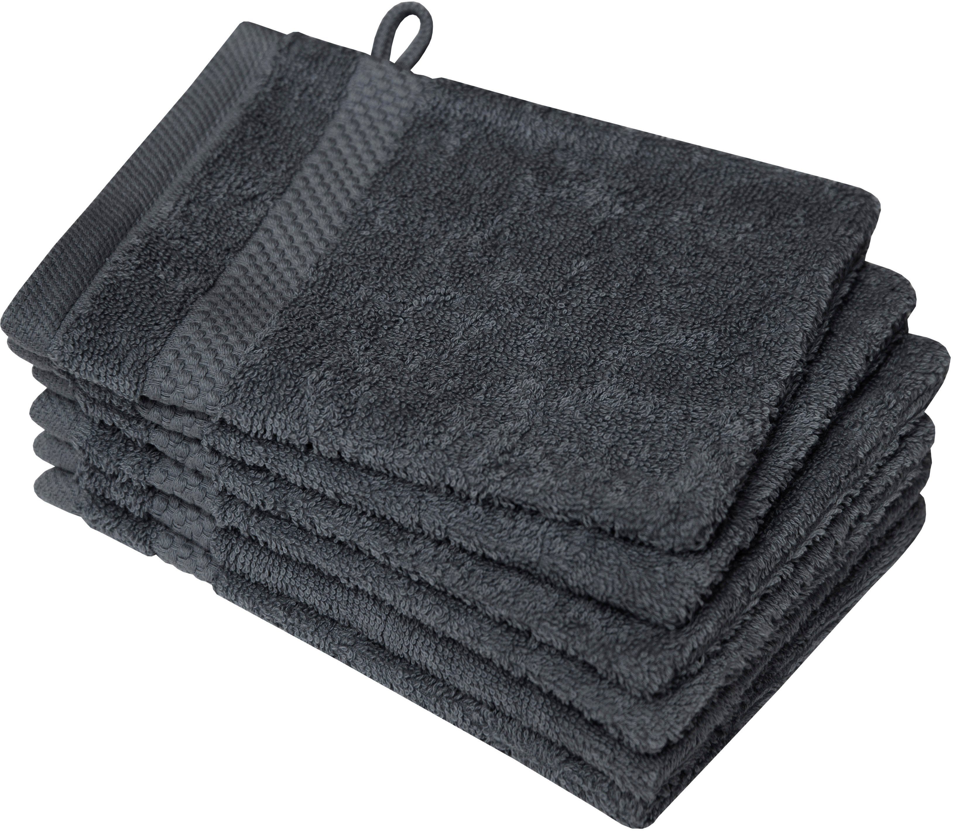 Dyckhoff Waschhandschuh Planet, (Set, 6-St), 450 g/m², aus reiner Baumwolle, trocknergeeignet