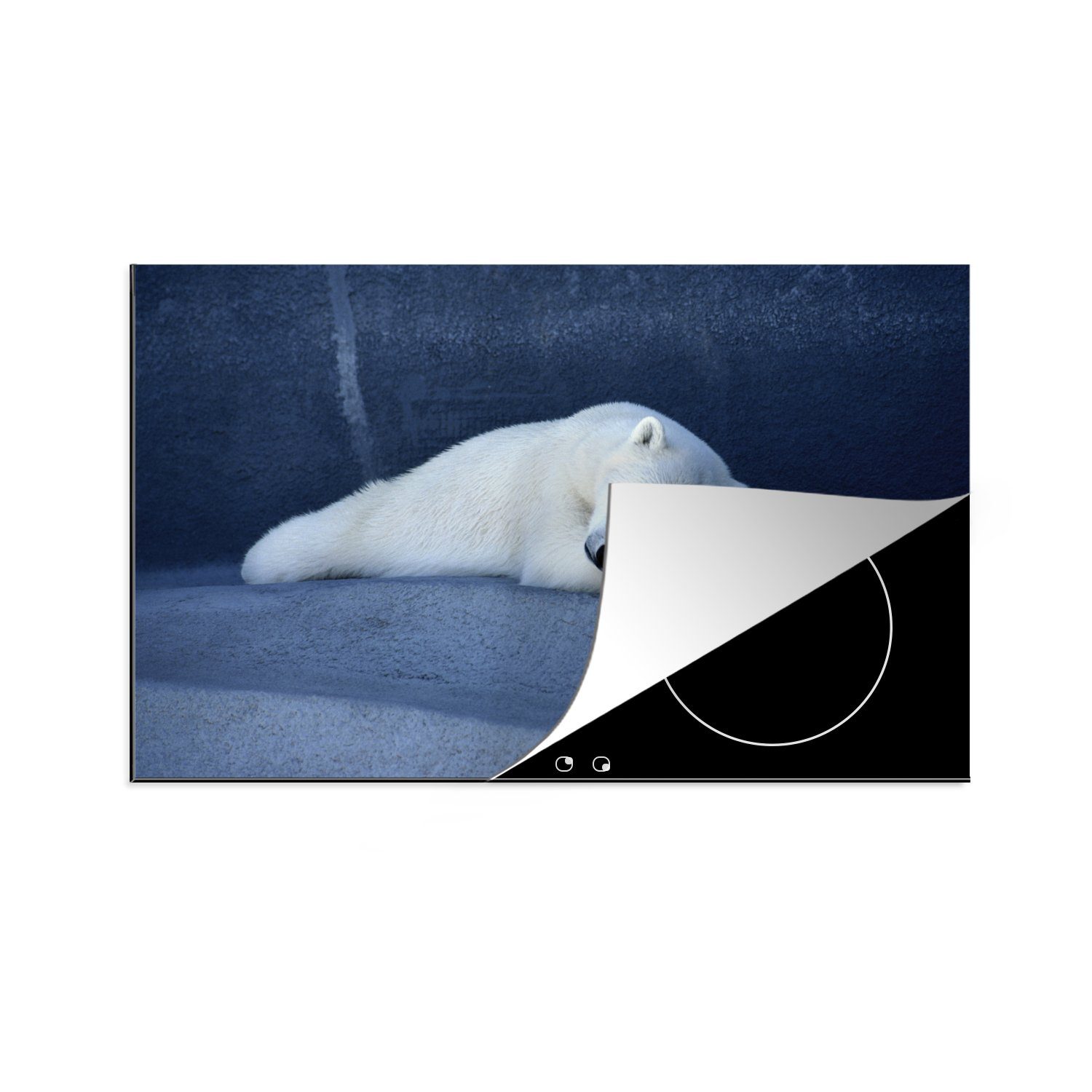 MuchoWow Herdblende-/Abdeckplatte Schlafender Eisbär, Vinyl, (1 tlg), 81x52 cm, Induktionskochfeld Schutz für die küche, Ceranfeldabdeckung