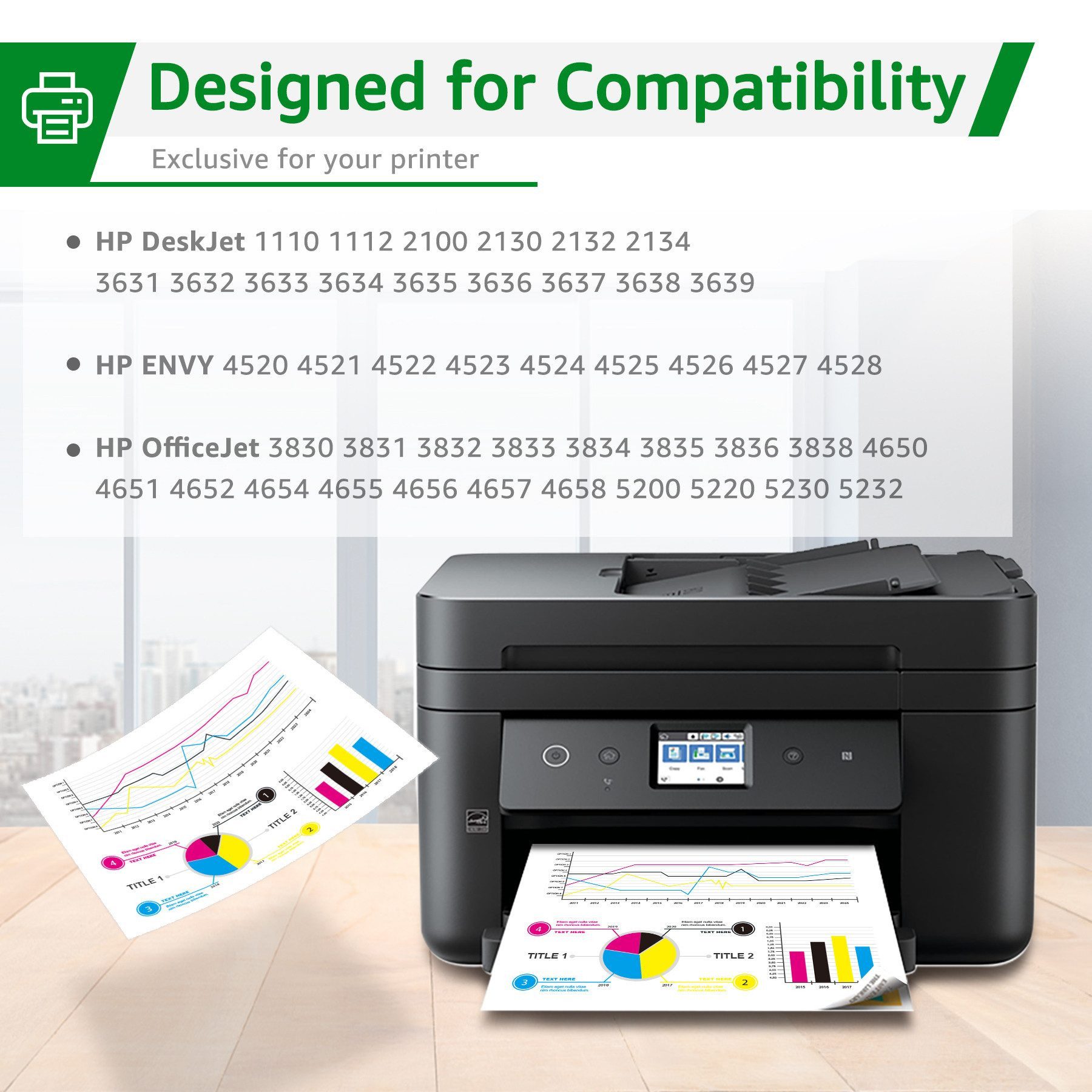 Greensky 2er Druckerpatrone für HP 302 xl Multipack Envy 4525 4520 4527 Tintenpatrone (Deskjet 1110 2130 2132 2134 3630 3632 3633 3634 3636 3638, Officejet 3831 3830 3833 5230 5220)