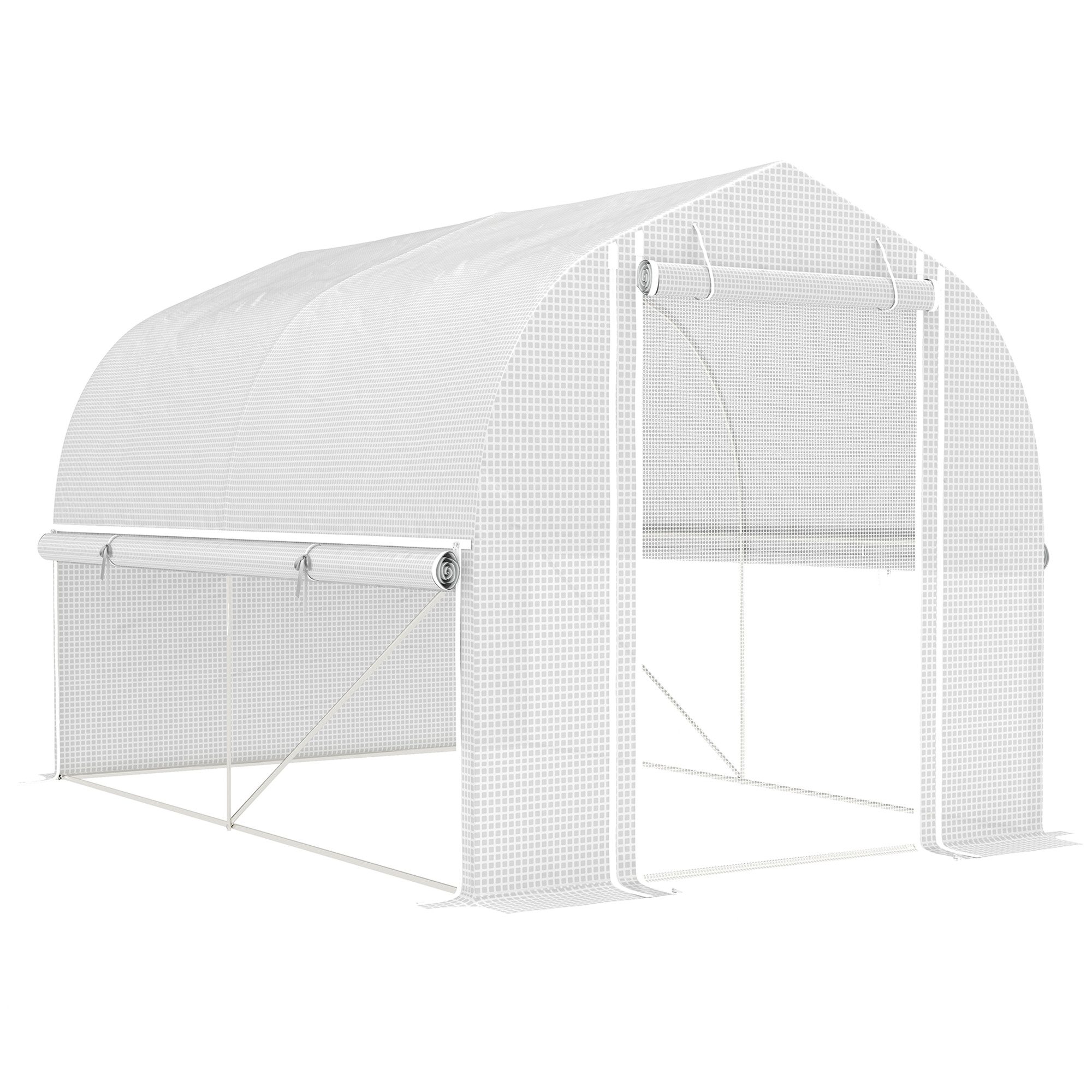 MC Star Gewächshaus 3x2x2 m Foliengewächshaus mit 4 Fenster & Tür, Aufrollbar Seitenwänden, Aufrollbar Seitenwänden, UV-beständiger Folientunnel Tomatenhaus