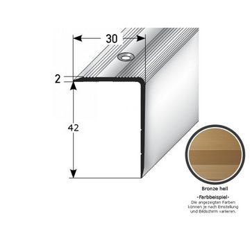 PROVISTON Treppenkantenprofil Aluminium, 30 x 42 x 2700 mm, Bronze Hell, Treppenkanten Winkel