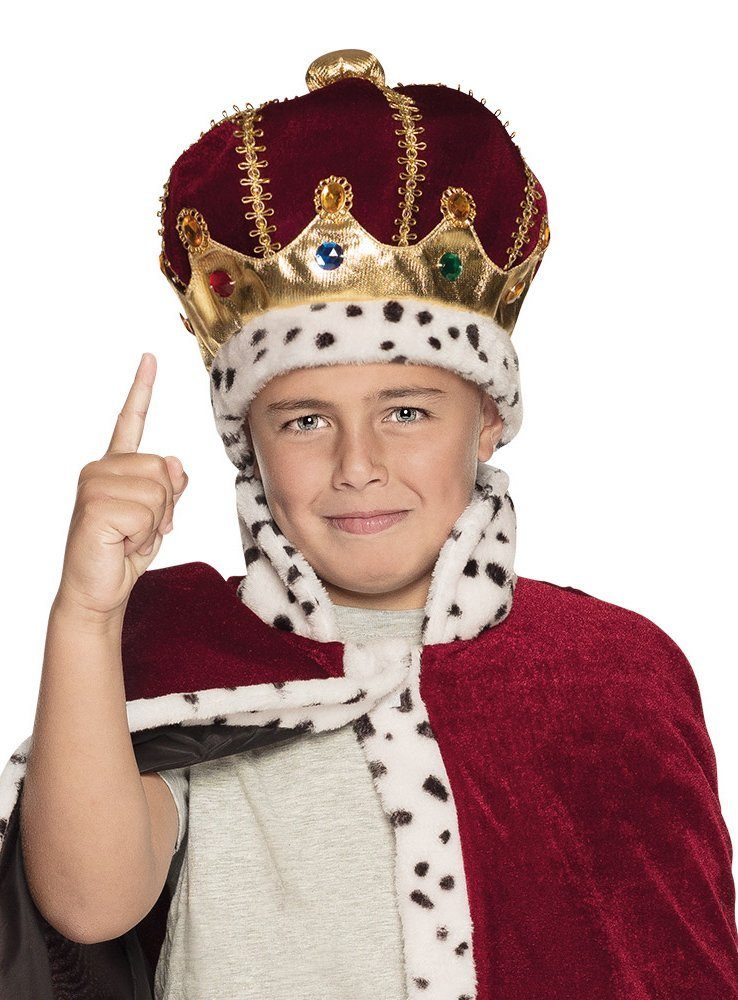 Boland Kostüm Königskrone Hermelin, Stoffmütze in Form einer prächtigen Krone