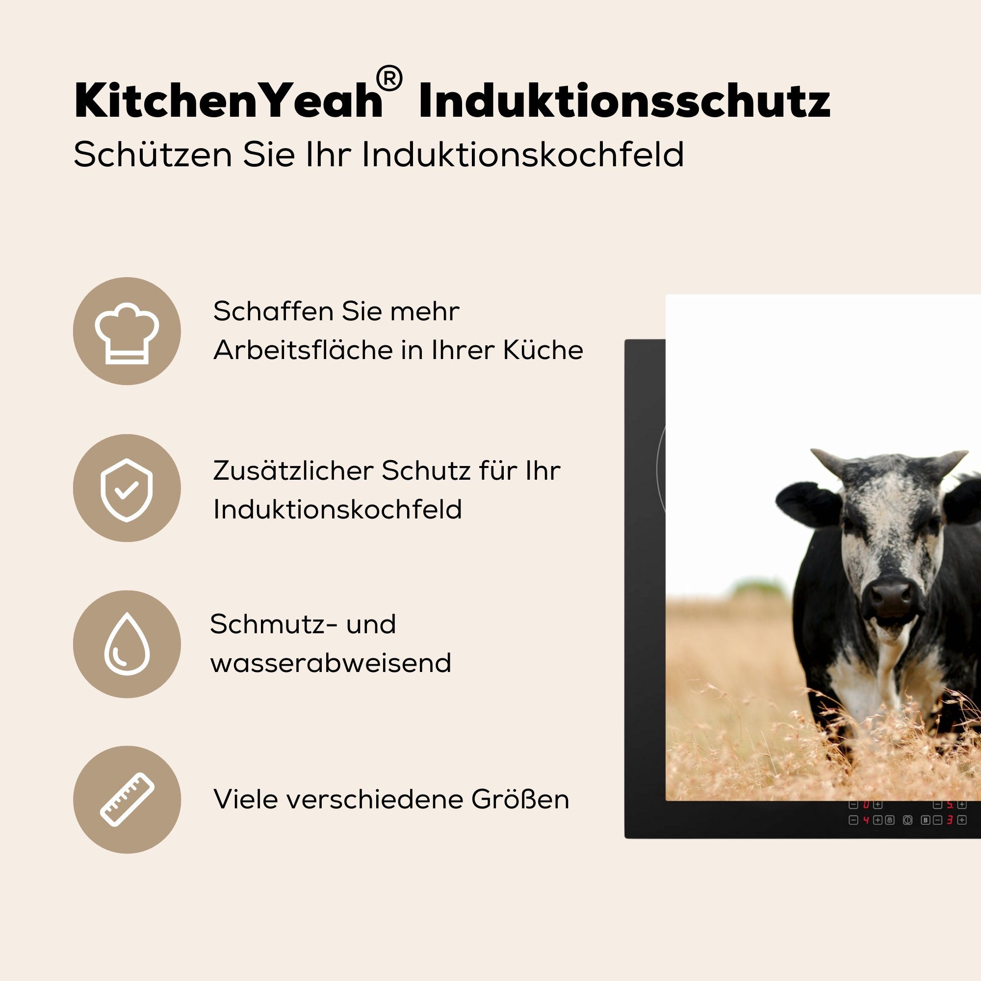 Induktionskochfeld Vinyl, Schutz Natur, - (1 küche, Ceranfeldabdeckung Kühe die - Afrikanisch MuchoWow Herdblende-/Abdeckplatte 81x52 cm, für tlg),