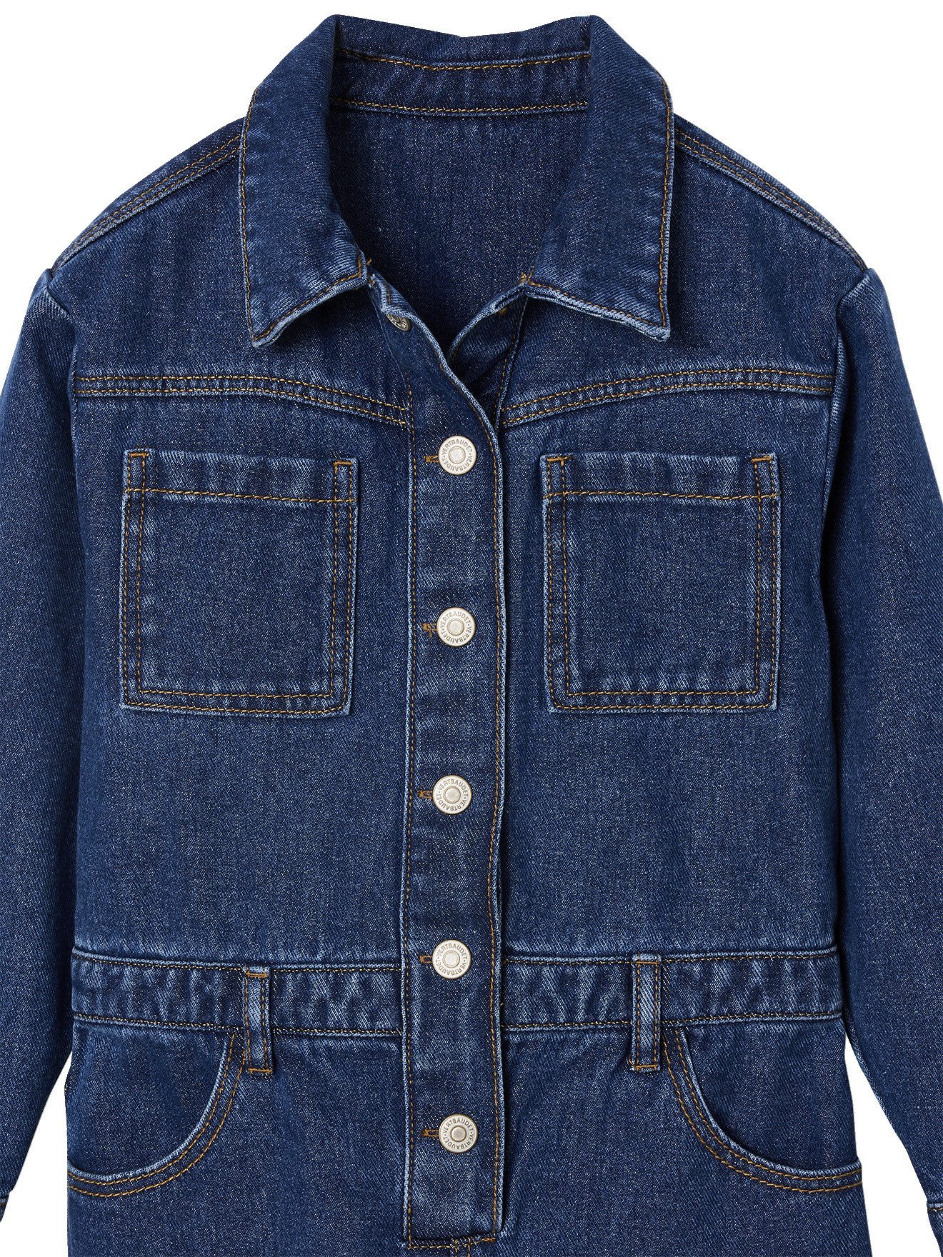 vertbaudet Jumpsuit Mädchen Denim-Jumpsuit, Worker-Style