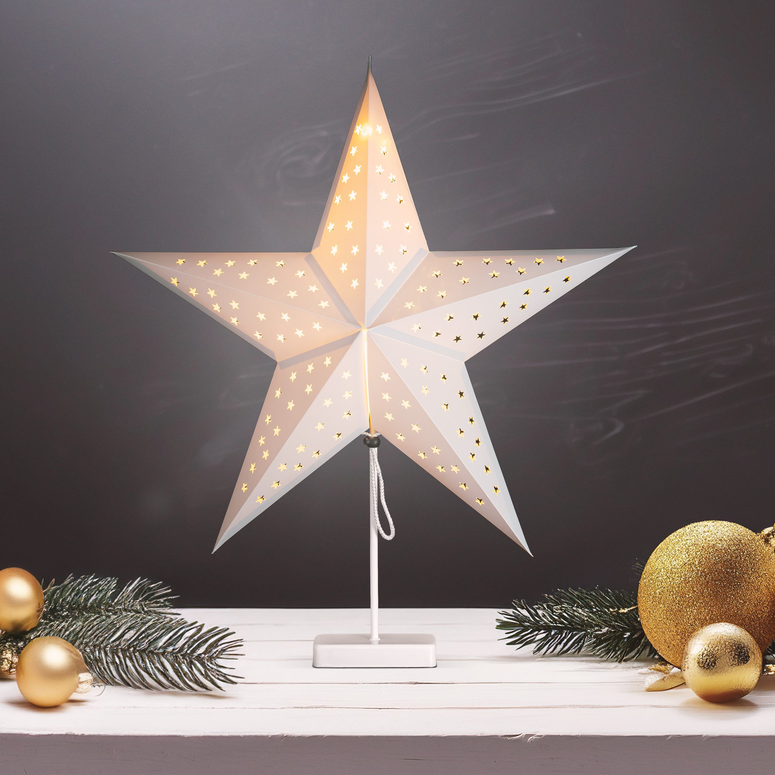 IC Winterworld LED Tischleuchte LED Tischleuchte mit Sternen-Lampenschirm u günstig online kaufen