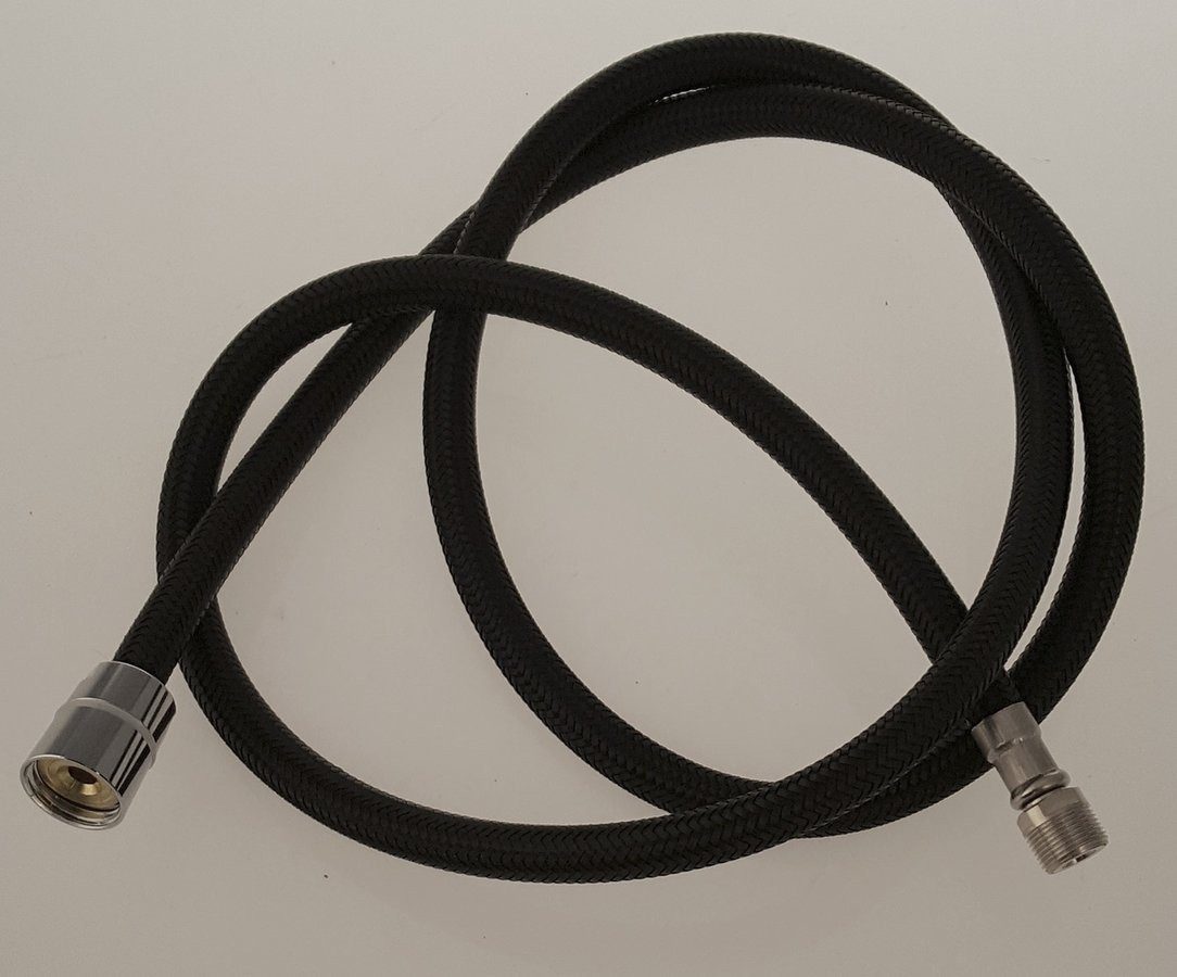 Aqualine Sanitär-Installationsset Schlauch für ausziehbare Duschen, F1/2"-M1/4",150cm, schwarz, Aqualine-ND1107-70-01