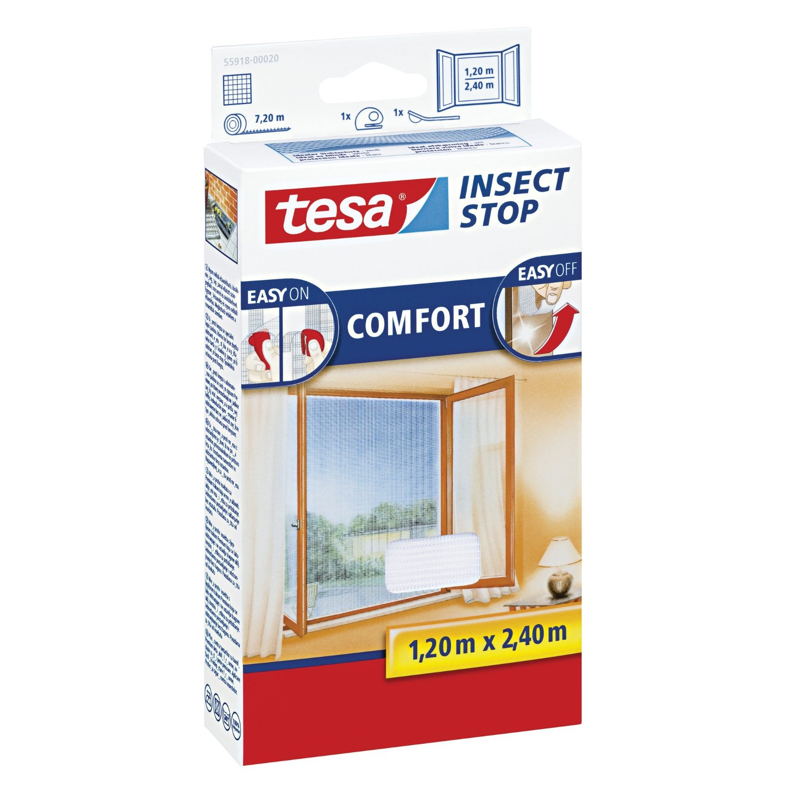 Fliegengitter-Gewebe tesa Fliegengitter Insect Stop COMFORT für Fenster - 1,2 m x 2,4 m -