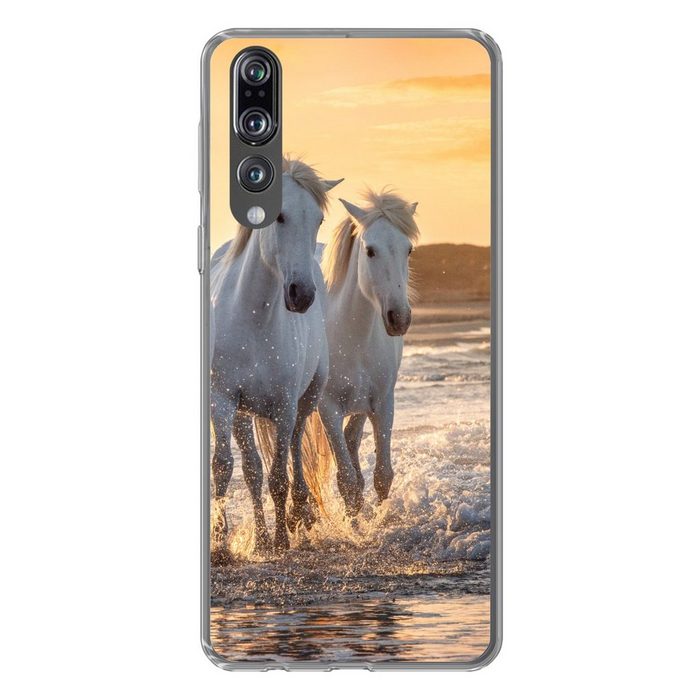 MuchoWow Handyhülle Pferde - Wasser - Strand - Tiere Handyhülle Huawei P20 Pro Handy Case Silikon Bumper Case