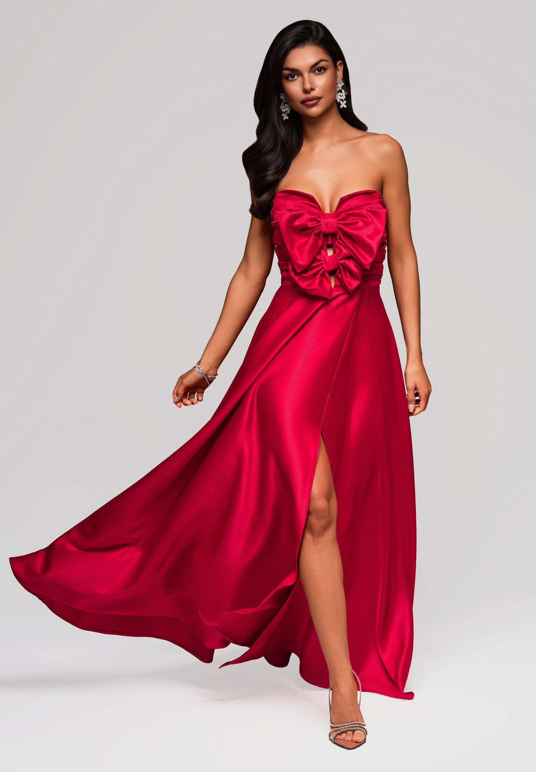 OMBRE Abendkleid Satinkleid mit XXL-Schleife und günstig online kaufen